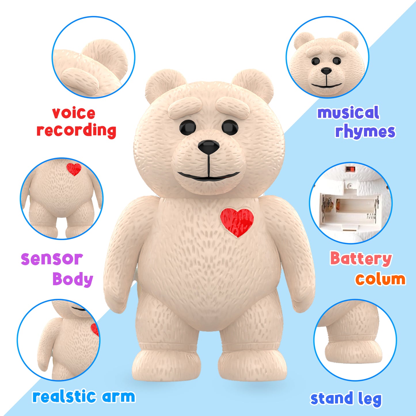 Toybharat Brainy Bear |Multicolour | Learning Toys | Birthday Gift for Boy and Girl Baby | Interactive Toys