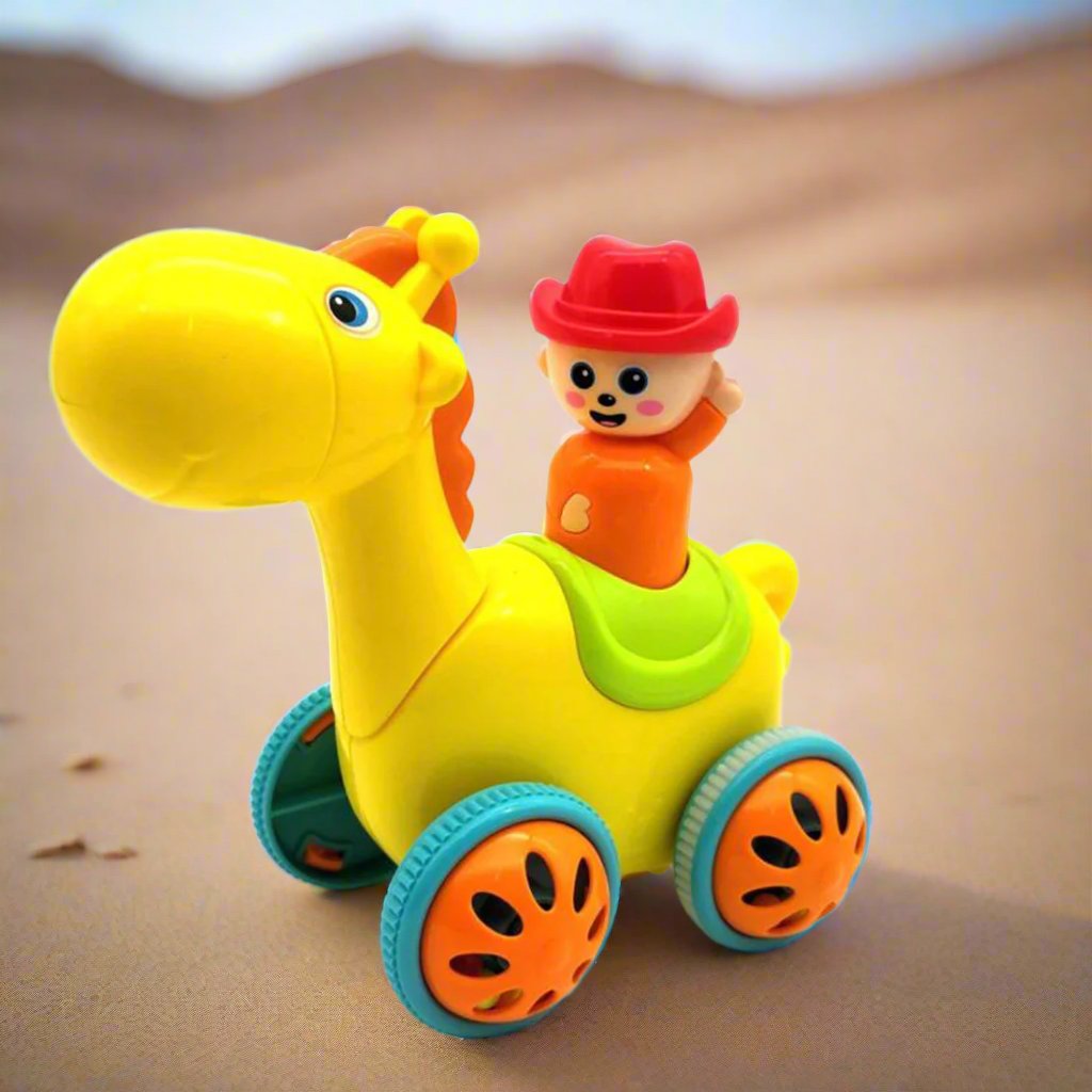 ToyBharat Press N Go Horse is a multicolour travel toy with a realistic design, perfect for kids aged 1–6 years. Safe, non-toxic, and durable, it's ideal for indoor and outdoor play and makes a great birthday gift.