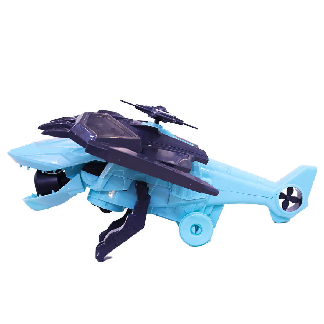 ToyBharat 2-in-1 Deformer Plane transforms from helicopter to dinosaur with lights, music, and smoke spray. Bump N Go motion adds fun, making it a perfect gift toy for toddlers and babies aged 0–3 years.