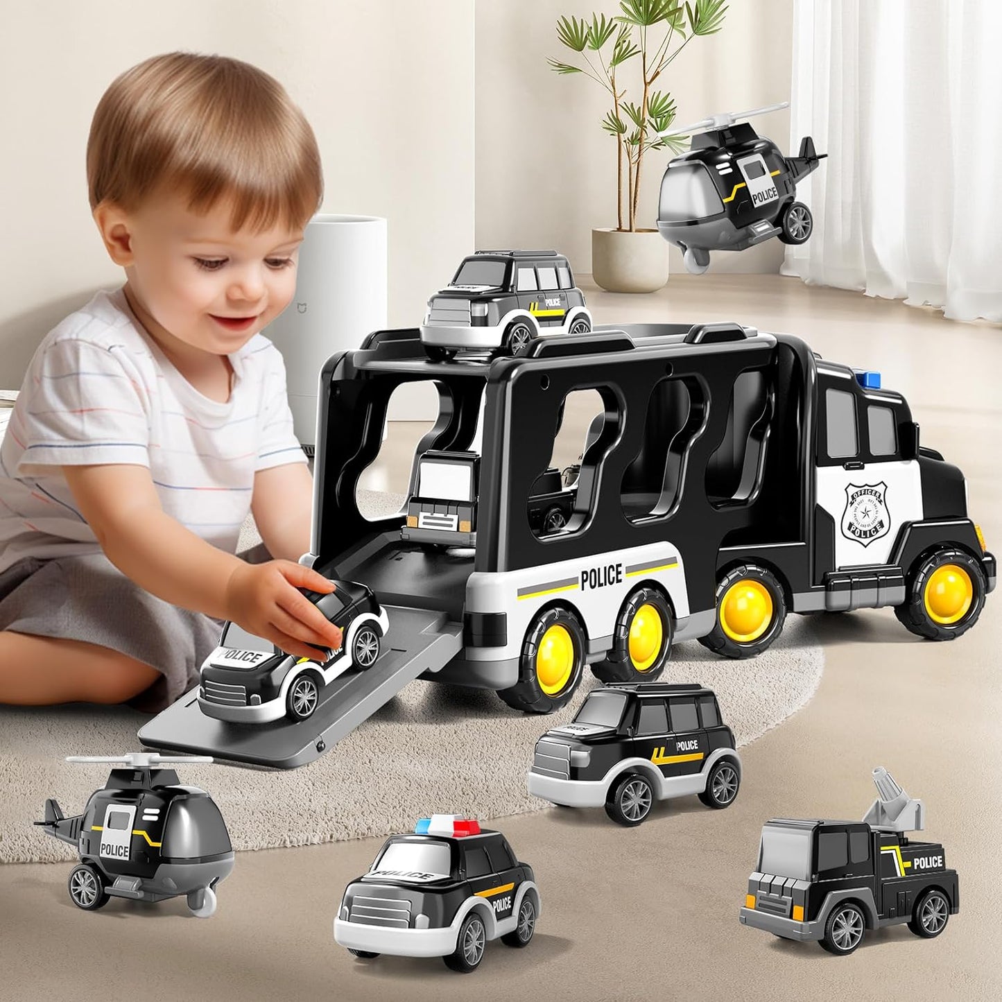Toybharat Police Carrier Truck | Multicolour | Interactive Toys |Battery Operated Light And Sound Effect Truck for Kids Gift