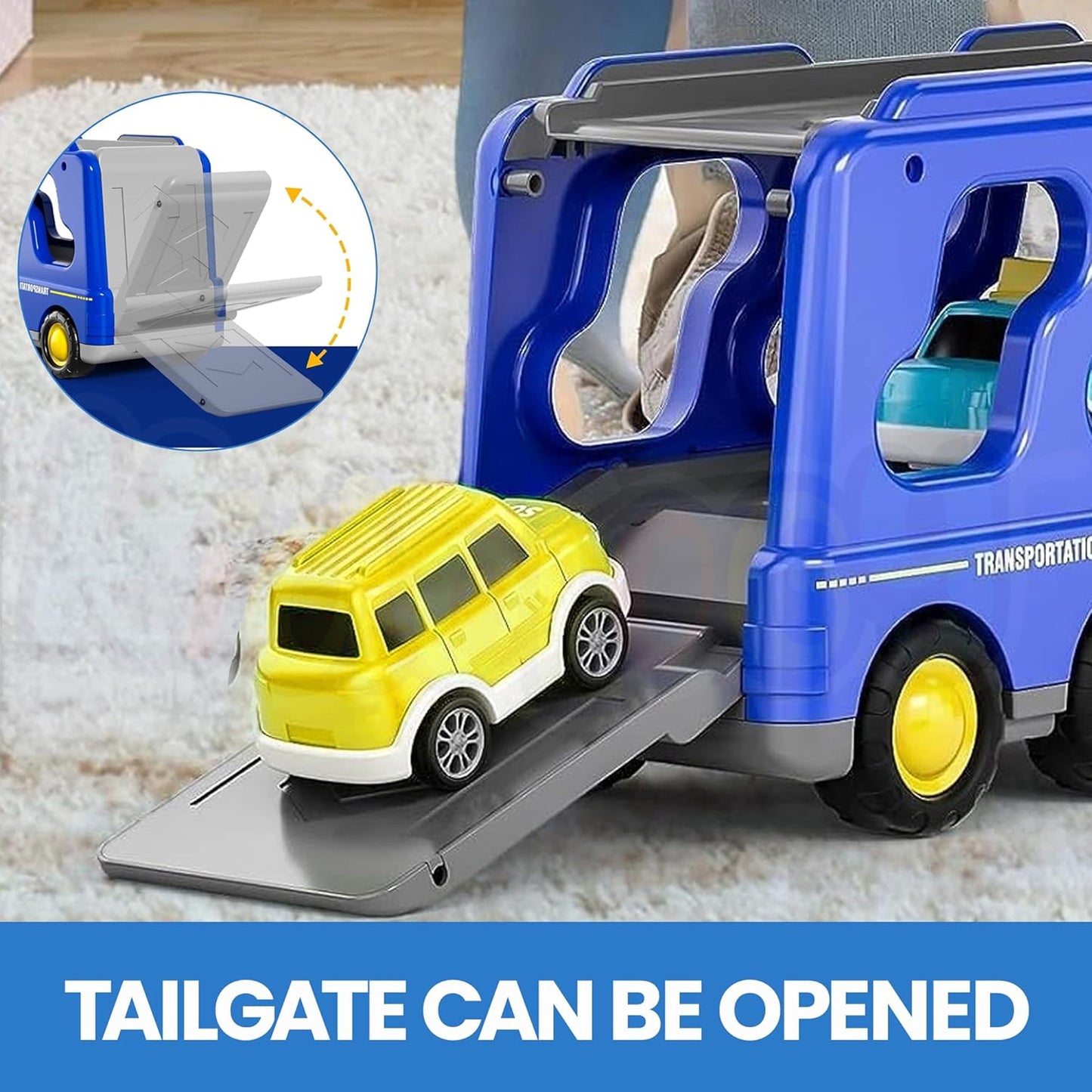 Toybharat City Transporter Carrier Truck | Multicolor | Interactive Toys |Battery Operated Light And Sound Effect Truck for Kids Gift