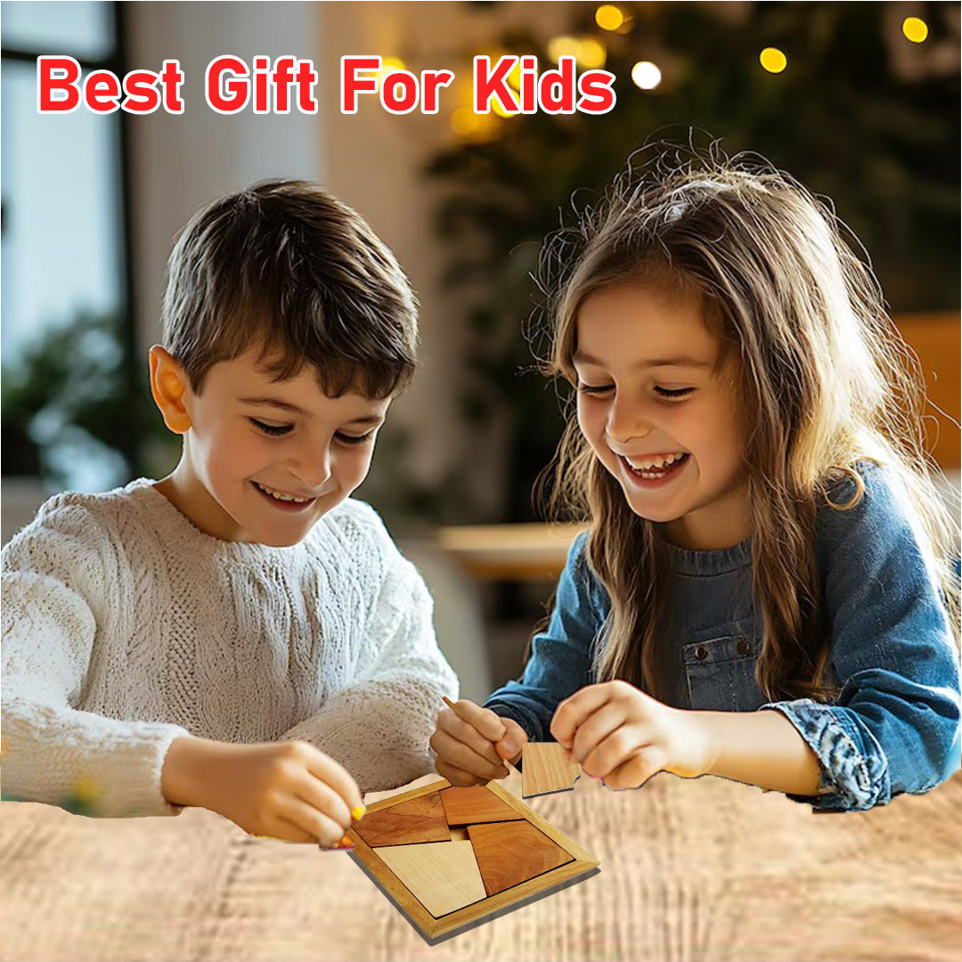 Toybharat Wooden Shape Puzzle Game Board Game Puzzle Toy (Multicolour) for Adults Family Contemporary Manufacture And Unisex Kids (Colour May Differ)