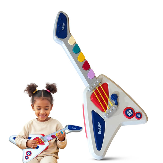 ToyBharat Musical Battery Guitar Toy – Colorful, Easy-to-Play Educational Instrument for Kids 3+ – Great Gift for Boys & Girls