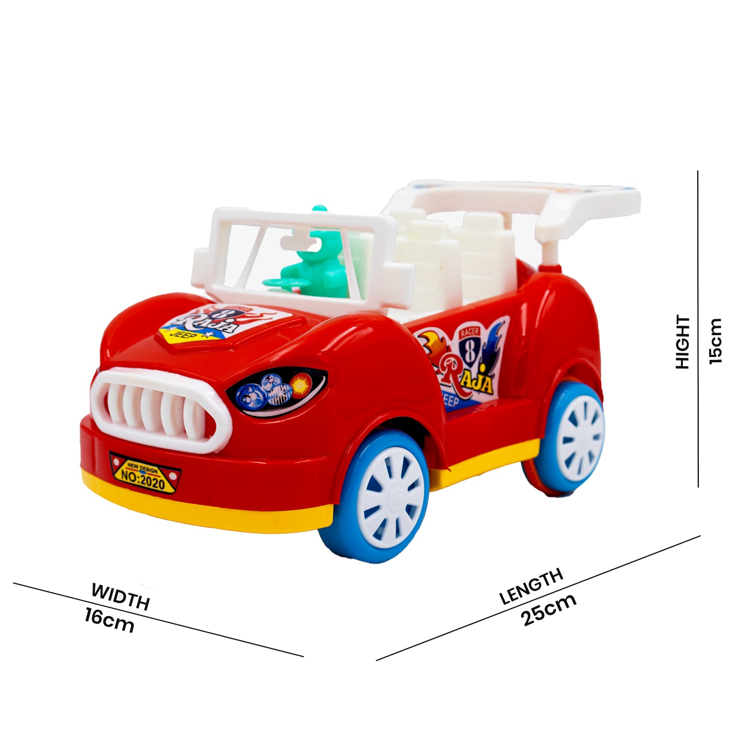 ToyBharat Raja Car is a multicolour friction-powered travel toy with a stylish design, perfect for kids aged 1 to 6 years. Made from safe, non-toxic materials, it's durable, fun, and a great birthday gift.