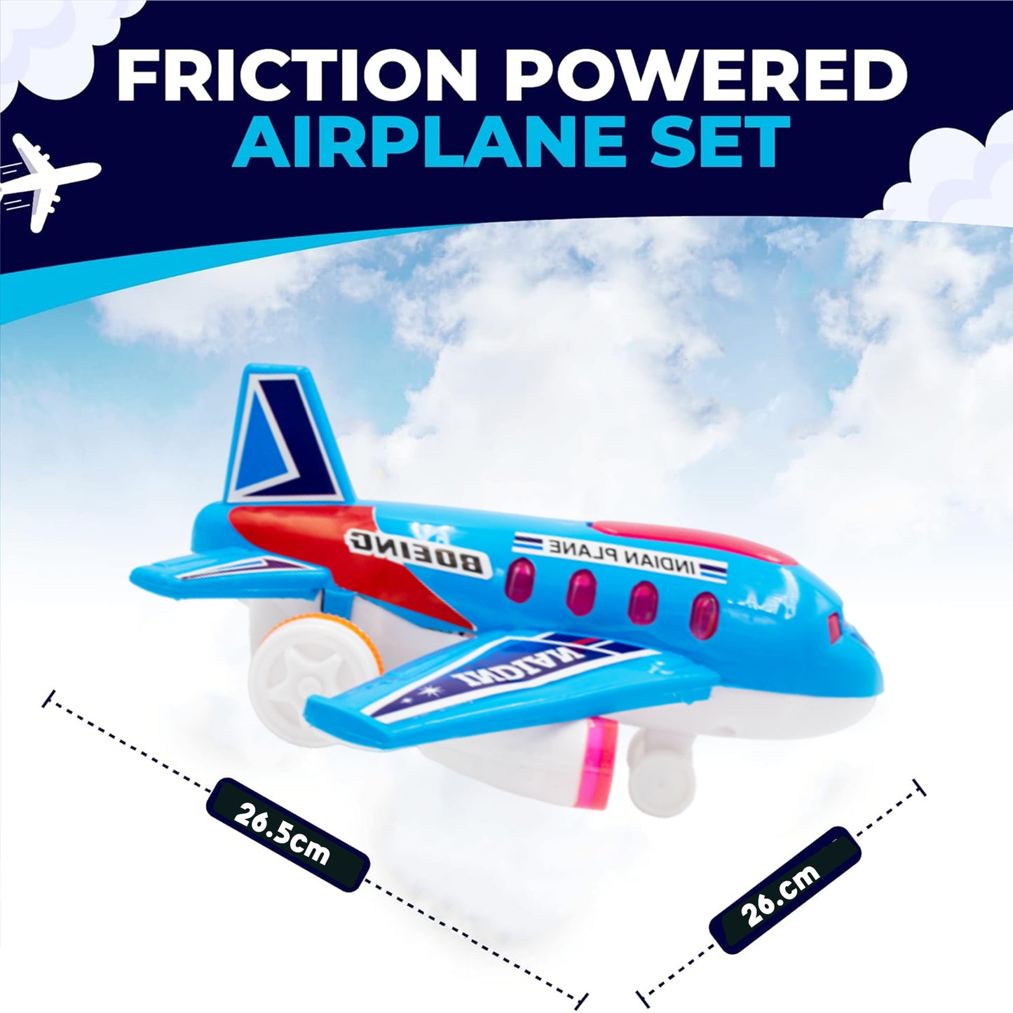 Toybharat Indian Plane |Multicolour |Friction Power Toys | Birthday Gift for Boy and Girl Baby