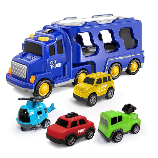 Toybharat City Transporter Carrier Truck | Multicolor | Interactive Toys |Battery Operated Light And Sound Effect Truck for Kids Gift