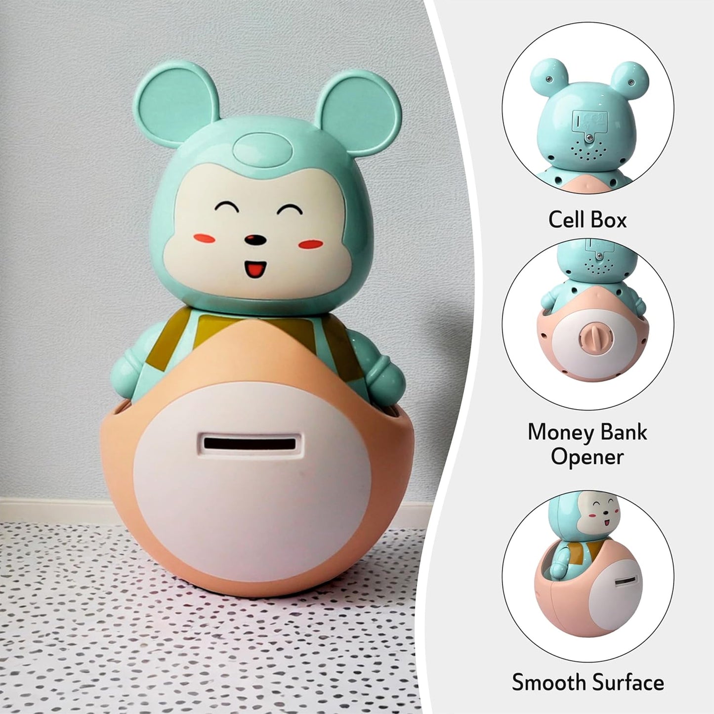 ToyBharat Musical Rolly Polly Money Bank | Multicolour | Travel Toys | Birthday Gift for kids | Electronic Toys