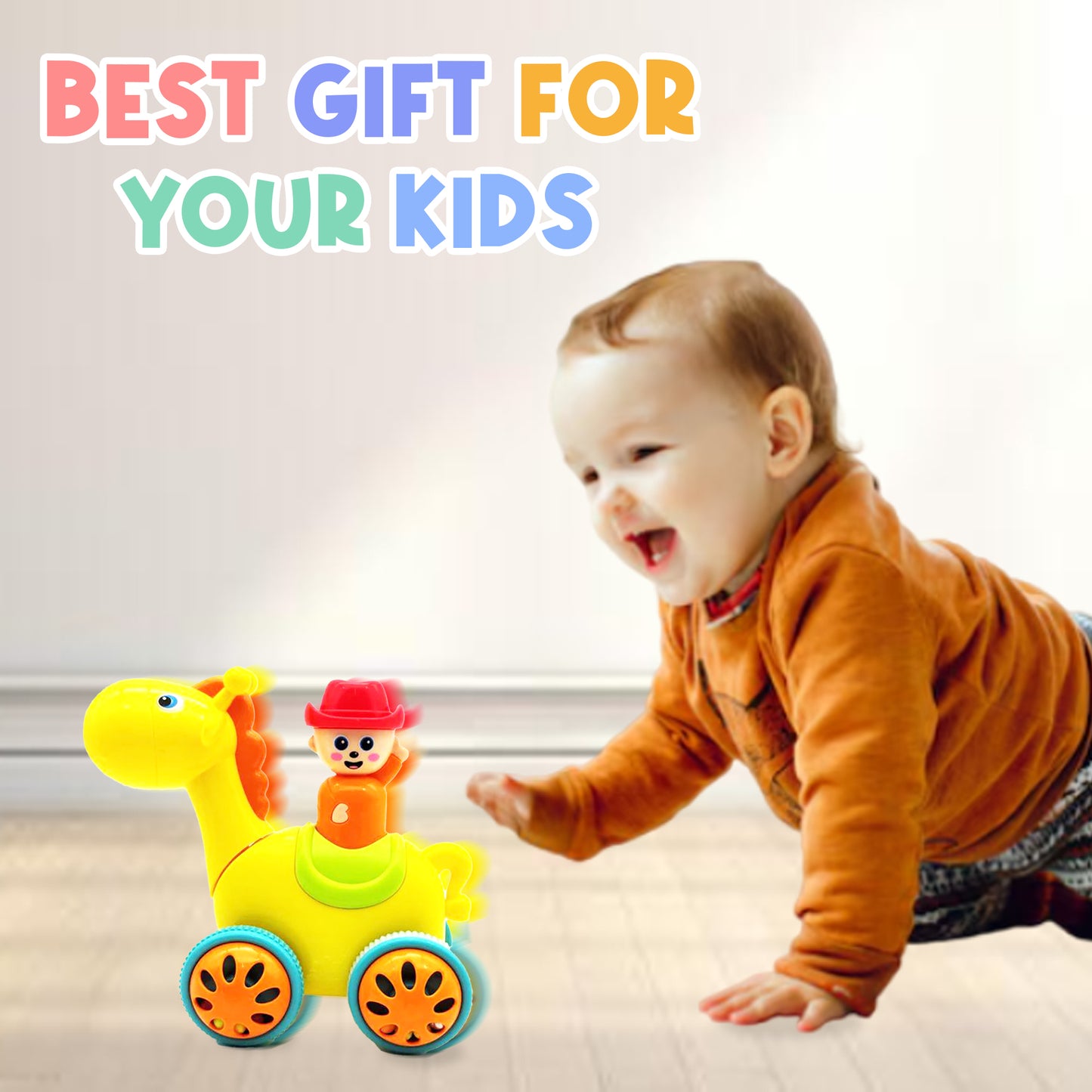 Toybharat Push N Go Small Horse | Multicolour | Travel Toys | Push N Go