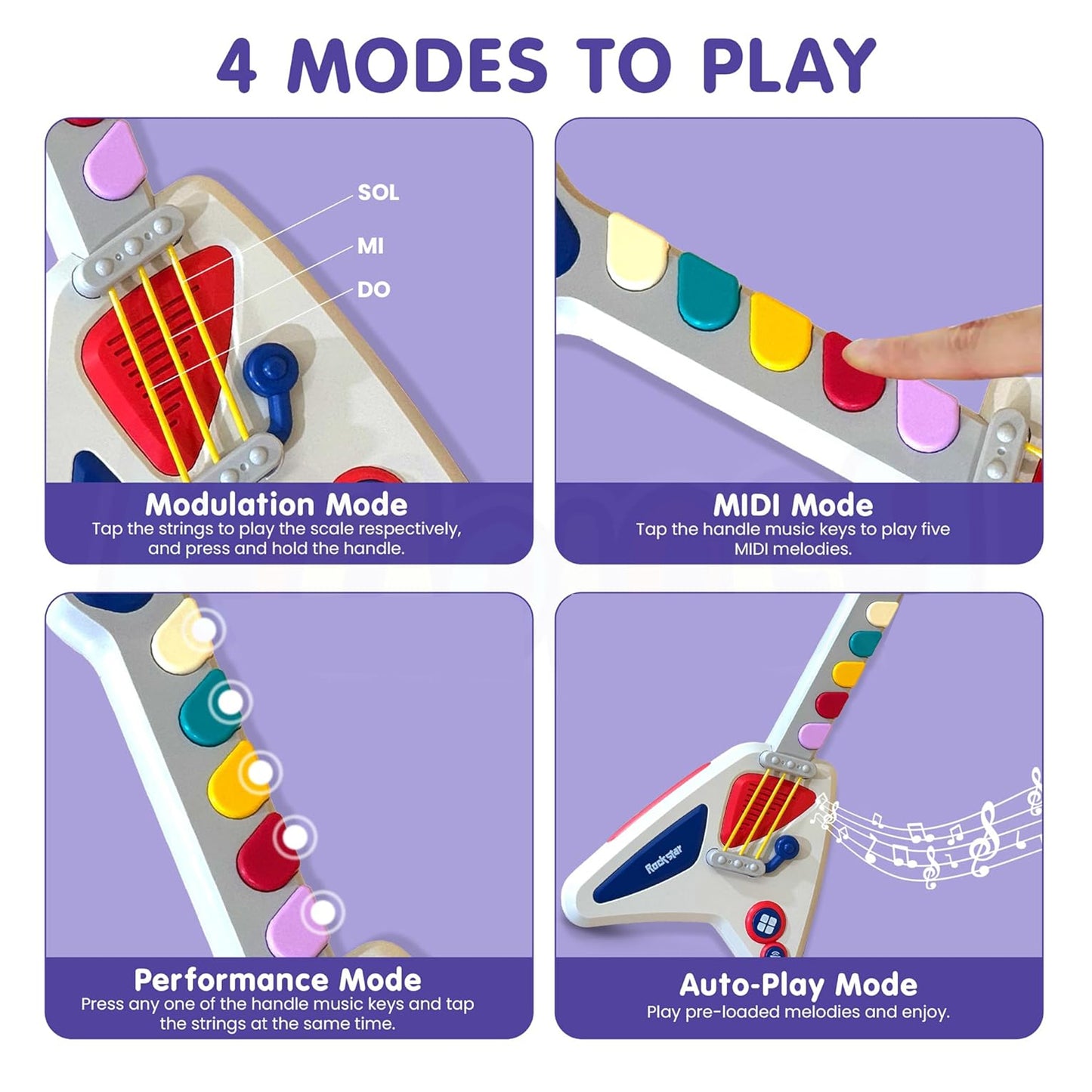 ToyBharat Musical Battery Guitar Toy – Colorful, Easy-to-Play Educational Instrument for Kids 3+ – Great Gift for Boys & Girls