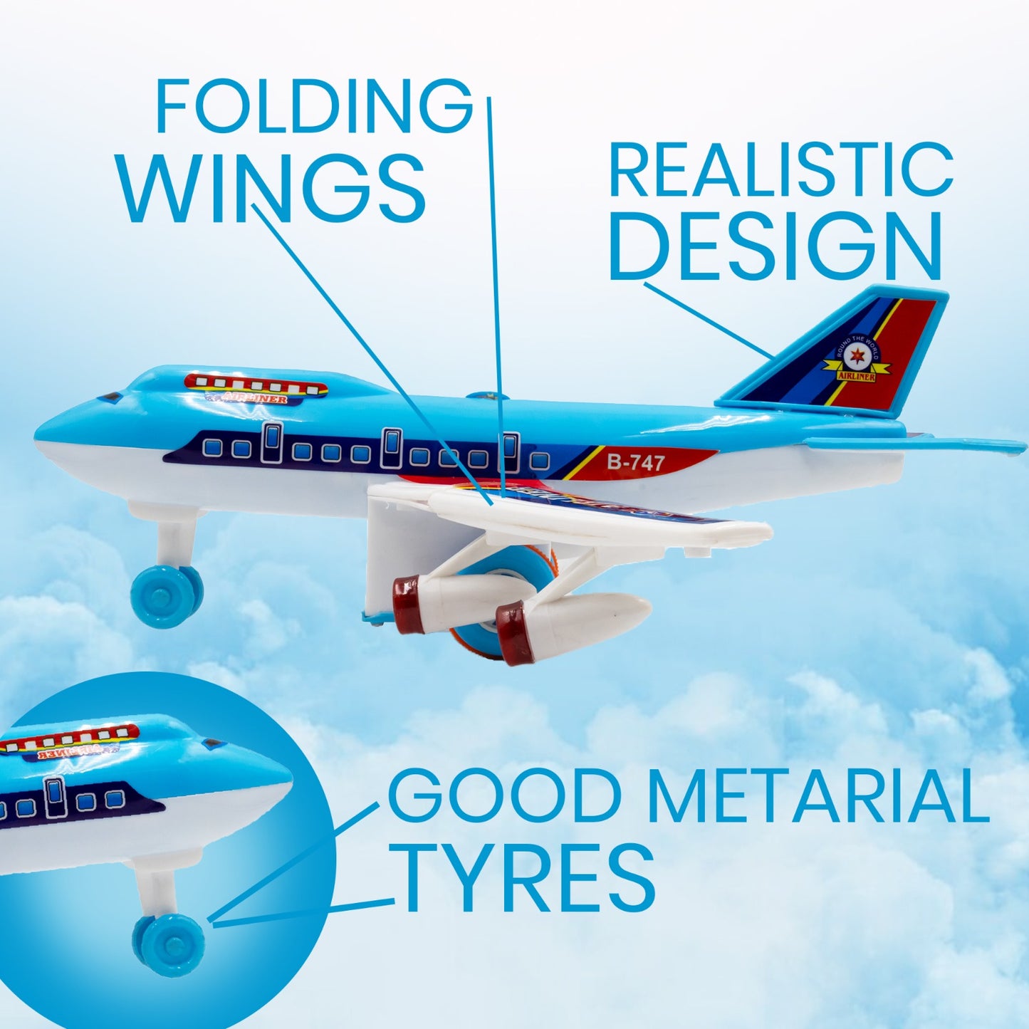 Toybharat Air Liner Plane |Multicolour |Friction Power Toys | Baby Gift