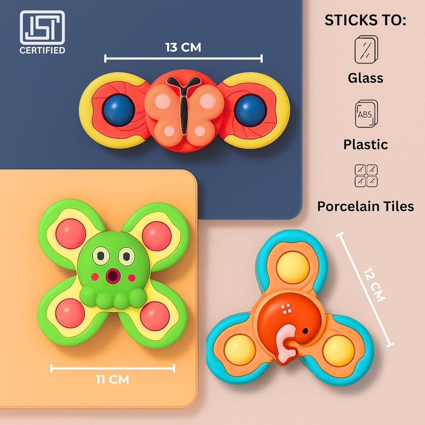 ToyBharat Baby Spinner Set of 3 is a multicolour interactive toy set that promotes motor skills and sensory play. Safe, non-toxic, and perfect for indoor and outdoor fun. A great birthday gift for baby boys and girls.