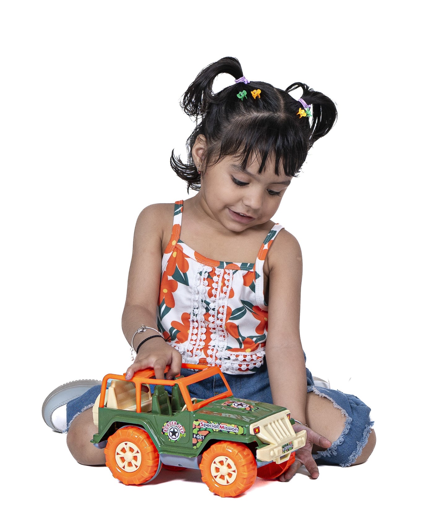 Toybharat Border Jeep |Multicolour |Friction Power Toys| Birthday Gift for Boy and Girl Baby