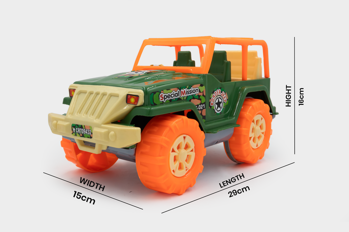 Toybharat Border Jeep |Multicolour |Friction Power Toys| Birthday Gift for Boy and Girl Baby