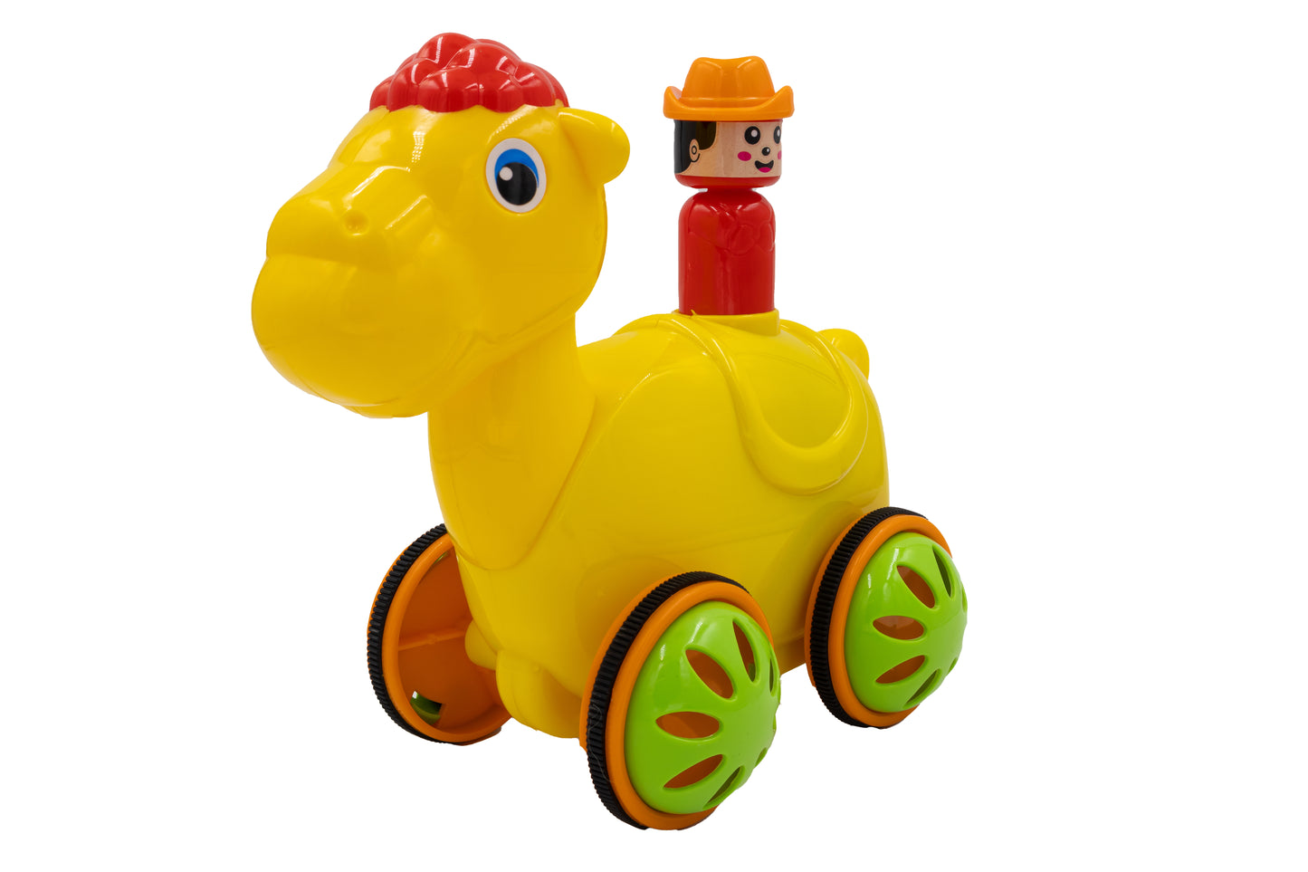 ToyBharat Push n Go Camel – A fun and engaging gift toy for kids aged 1-6 years. Made in India with a realistic design, this safe and non-toxic toy ensures indoor and outdoor play in vibrant multicolour.