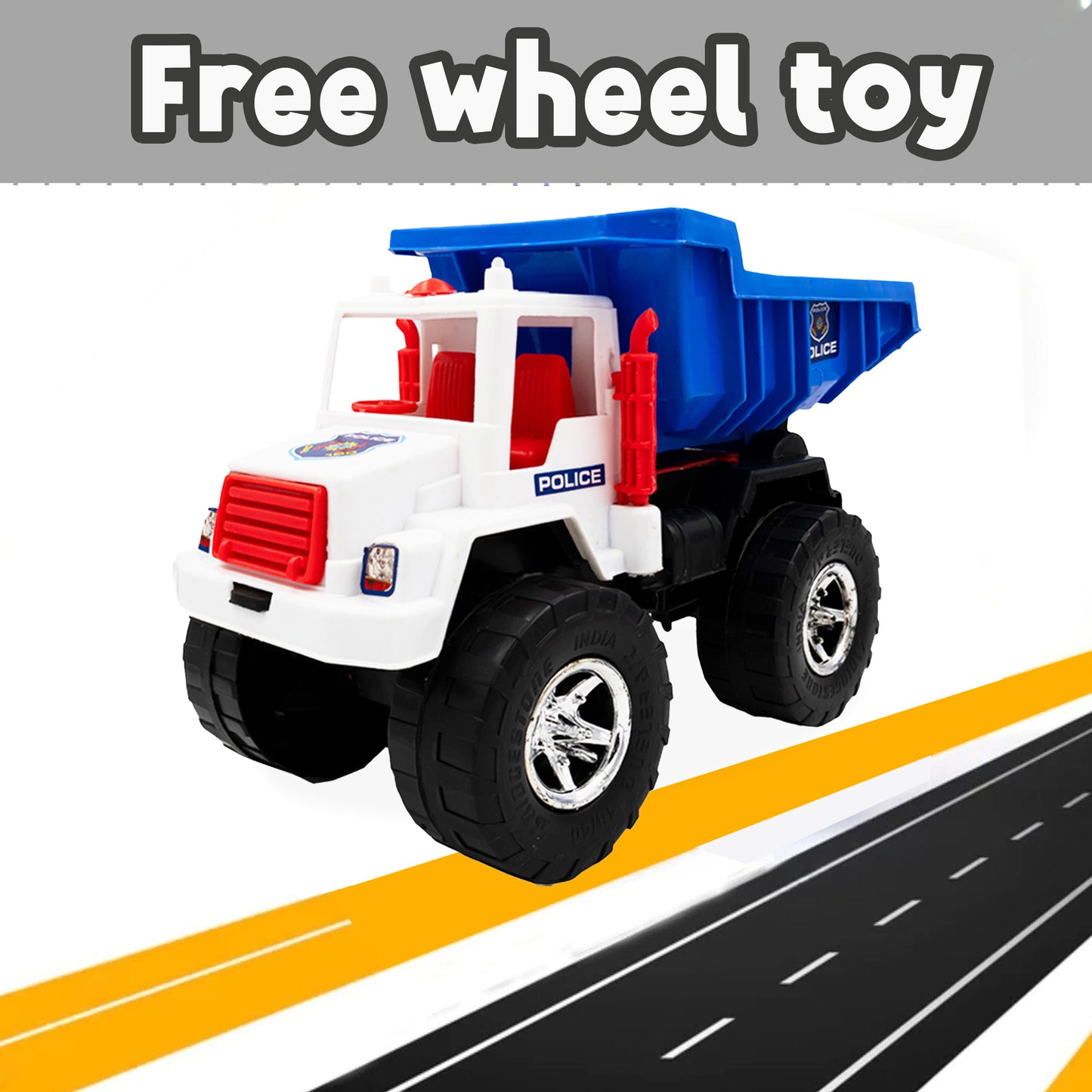 Toybharat Police Power Truck | Multicolour |Free wheel Toys| Birthday Gift for Boy and Girl Baby