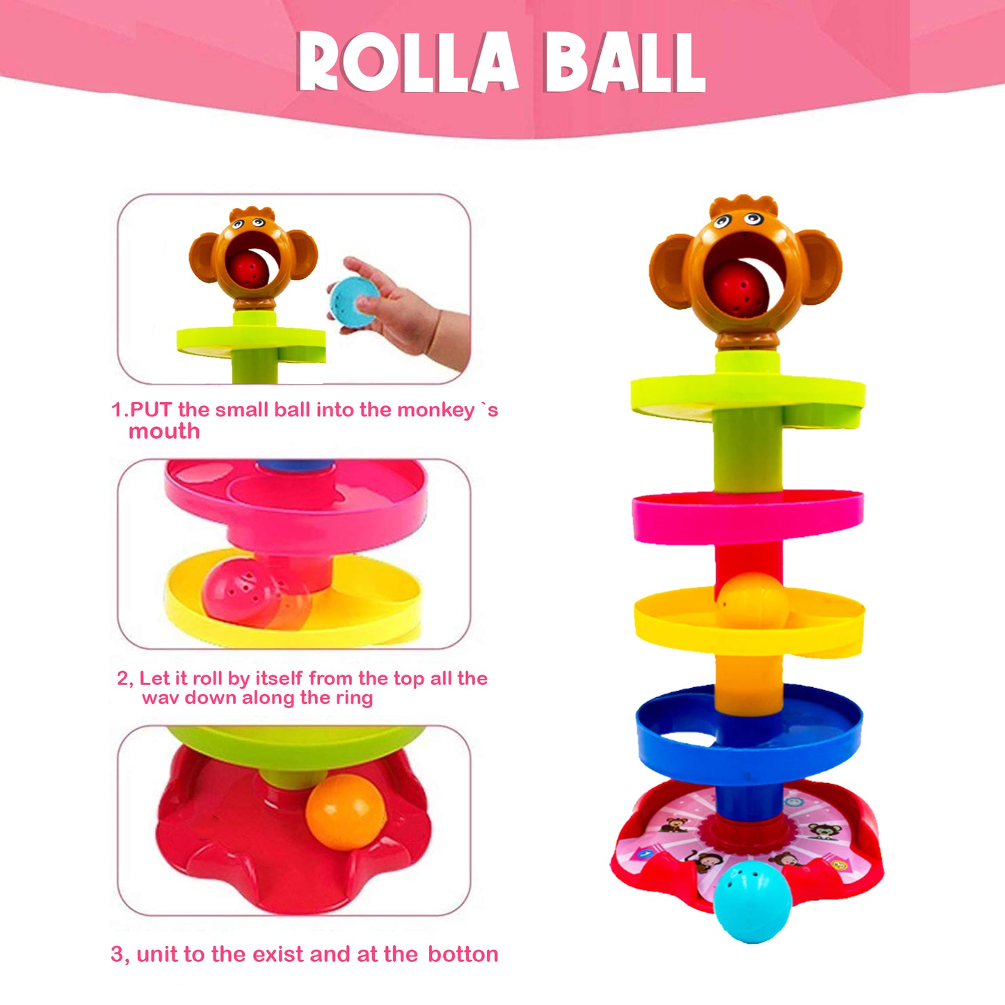 Toybharat Rolla Ball Toy | Multicolour | Activity Toys| Birthday Gift for Boy and Girl Baby