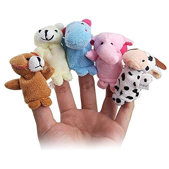 ToyBharat 10Pcs Animal Finger Puppets Set - Soft Plush Velvet Animals Finger Puppet Toys for Kids, Mini Plush Figures Toy Assortment for Boys & Girls, Party Favors for Shows, Playtime, School