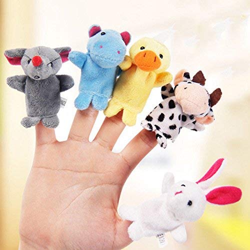 ToyBharat 10Pcs Animal Finger Puppets Set - Soft Plush Velvet Animals Finger Puppet Toys for Kids, Mini Plush Figures Toy Assortment for Boys & Girls, Party Favors for Shows, Playtime, School