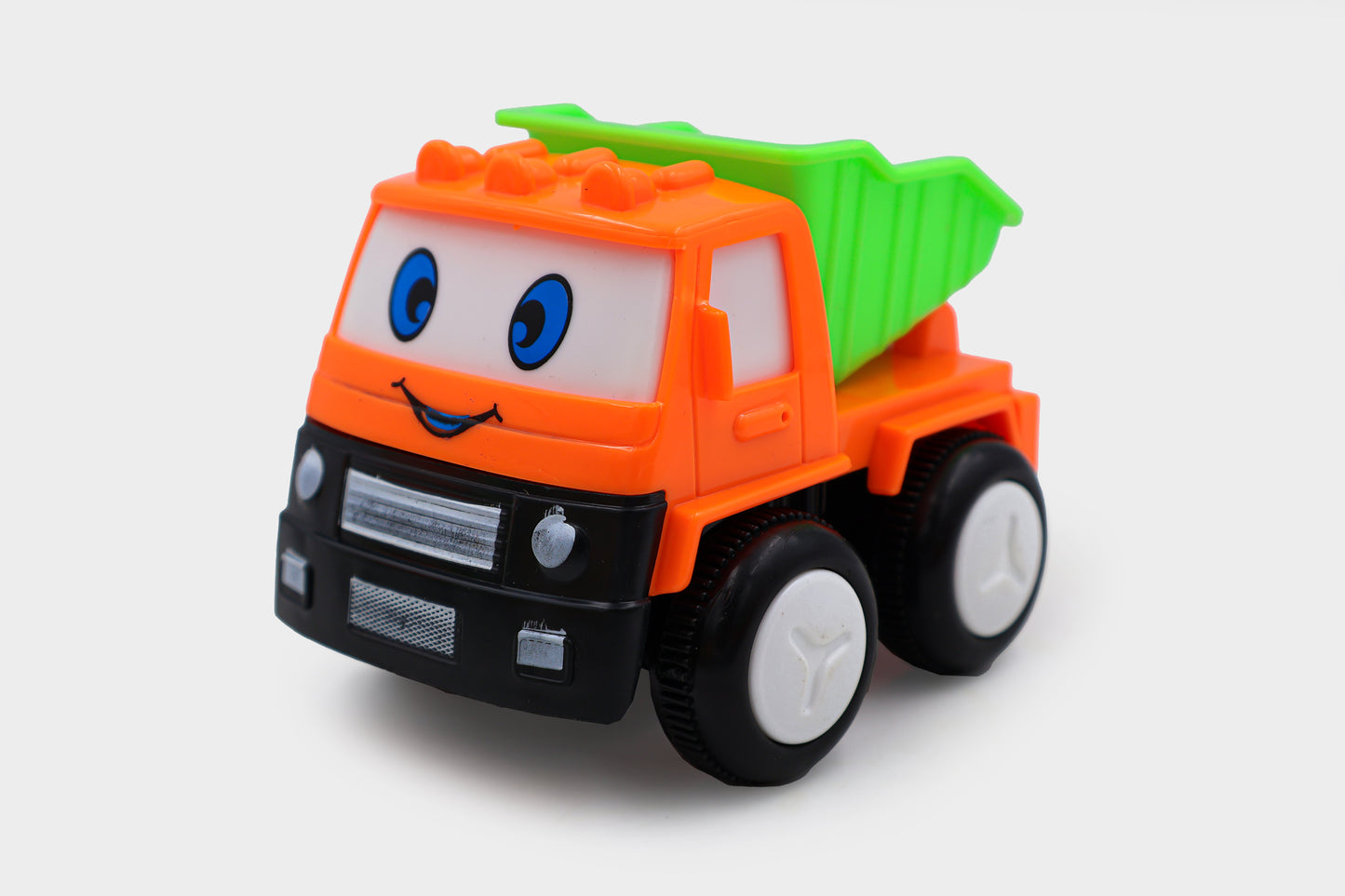 ToyBharat Construction Series 4pc Toy Car Set. Combination of 4 Vehicles, Funny Design with Eyes, Attractive Colour. Set of Dumper, Crane, Garbage Truck and Cement Mixer.