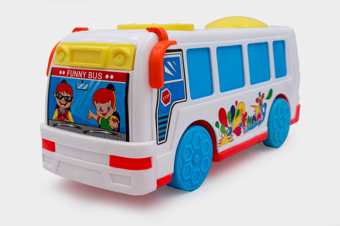ToyBharat Funny Bus Friction Toy in Multicolour with Realistic Design is the perfect Travel Toy and Birthday Gift for Kids aged 1-6 Years. Safe, Non-Toxic, Battery-Free, ideal for Indoor and Outdoor Play.