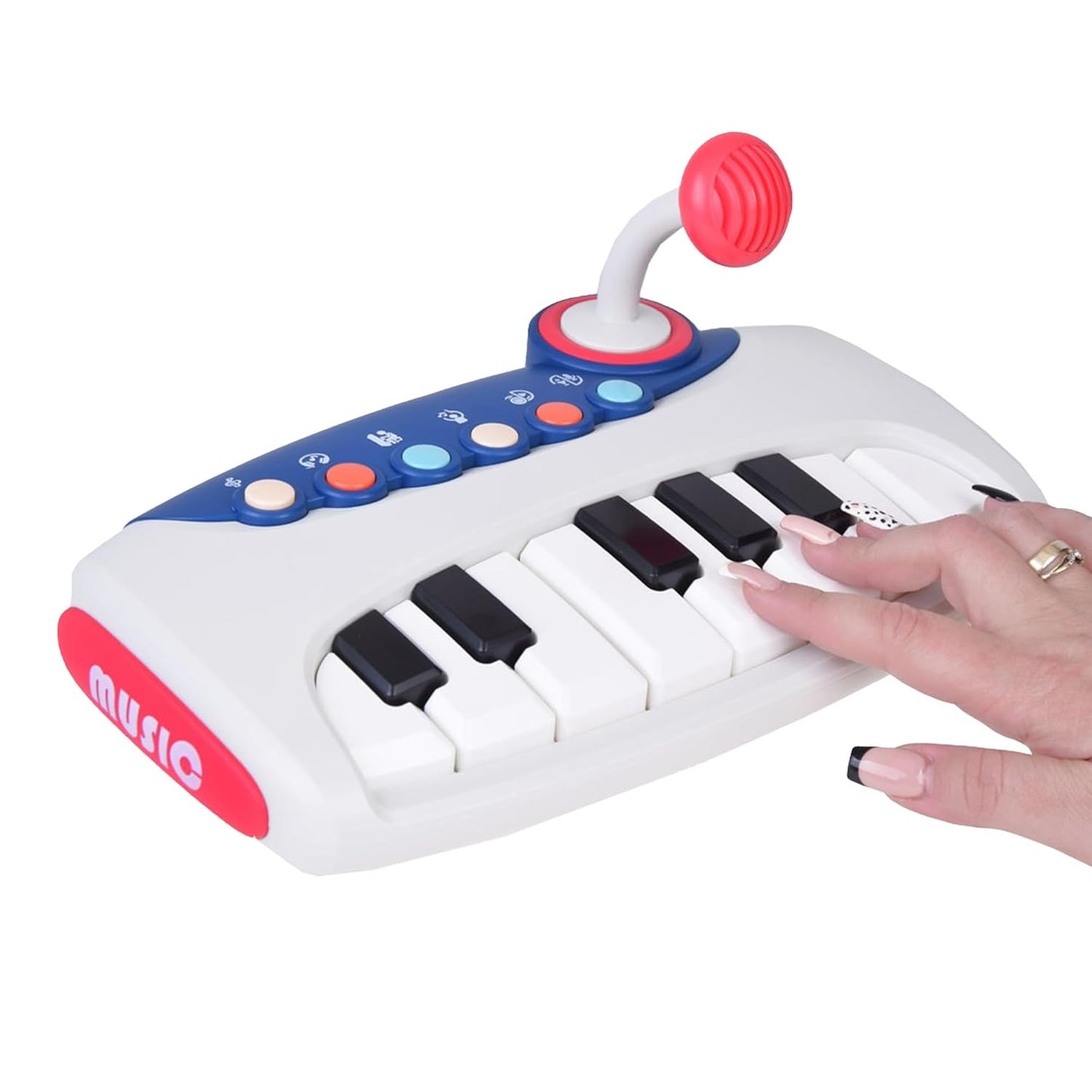 ToyBharat Battery-Operated Musical Piano Keyboard Toy with Microphone, Melodies & Sound Effects – Perfect Early Learning Toy for Toddlers 2+ Years, Supports Music Skills & Fun Play