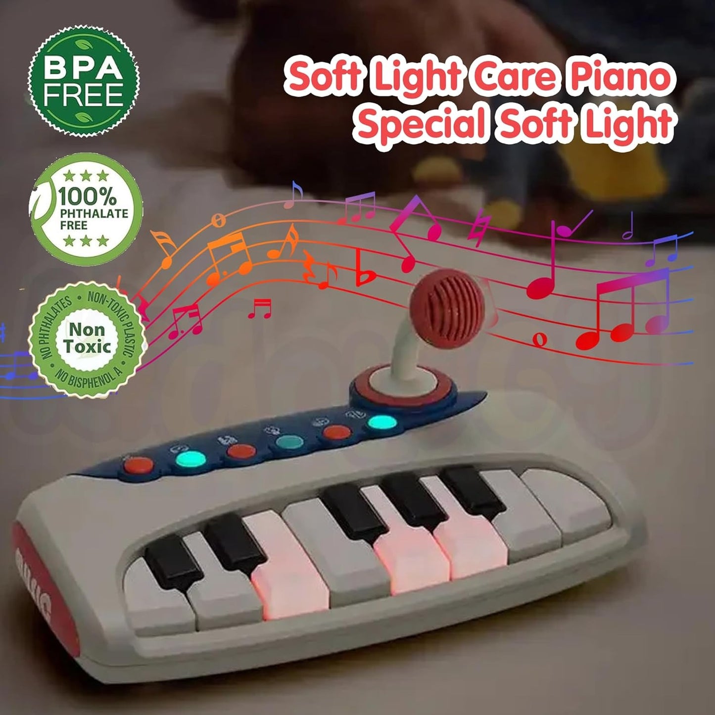 ToyBharat Battery-Operated Musical Piano Keyboard Toy with Microphone, Melodies & Sound Effects – Perfect Early Learning Toy for Toddlers 2+ Years, Supports Music Skills & Fun Play