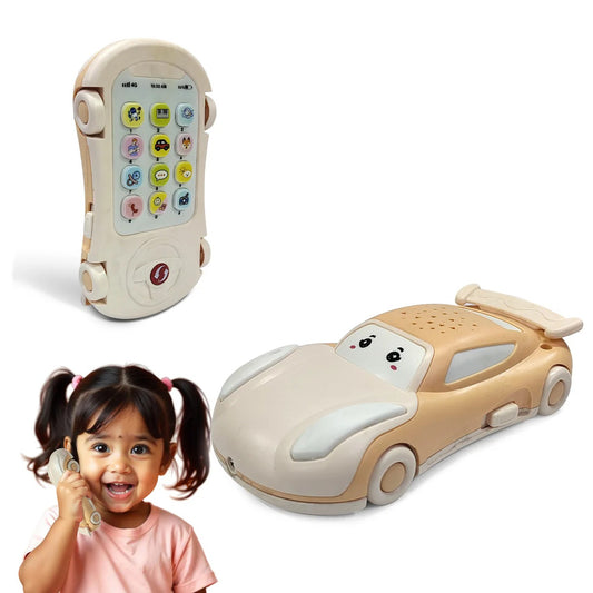 ToyBharat The Car Mobile Projector Toy features colorful lights, music, and a rotating projector. Battery-operated and self-moving, it’s perfect for kids ages 1 to 6 who enjoy light-up, musical toys.