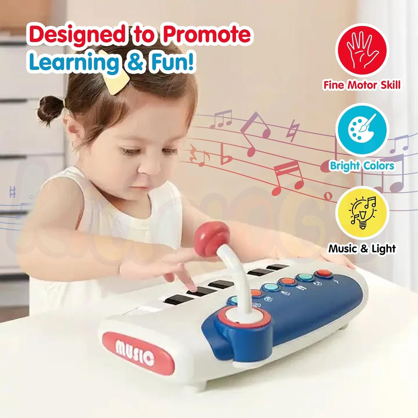 ToyBharat Battery-Operated Musical Piano Keyboard Toy with Microphone, Melodies & Sound Effects – Perfect Early Learning Toy for Toddlers 2+ Years, Supports Music Skills & Fun Play