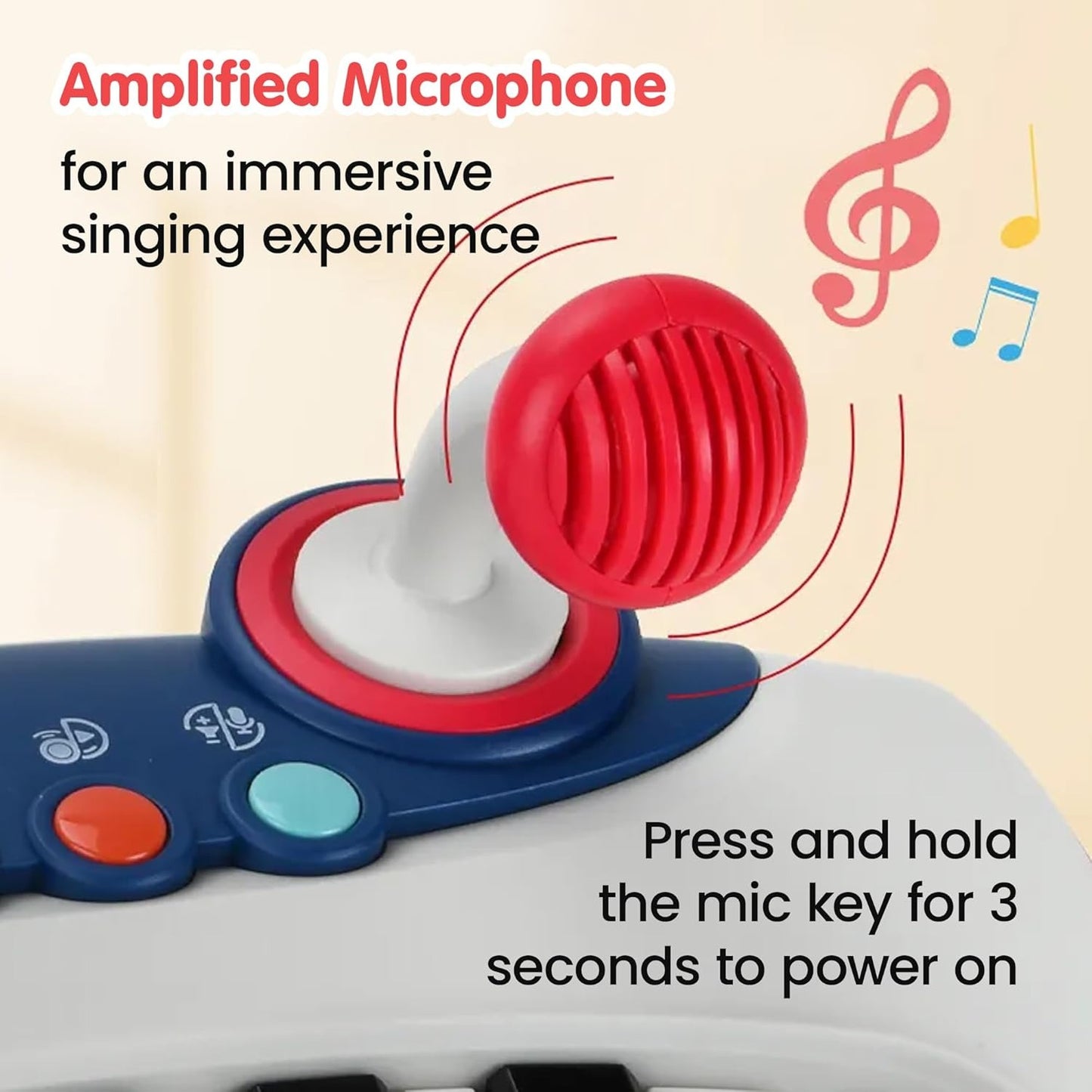 ToyBharat Battery-Operated Musical Piano Keyboard Toy with Microphone, Melodies & Sound Effects – Perfect Early Learning Toy for Toddlers 2+ Years, Supports Music Skills & Fun Play