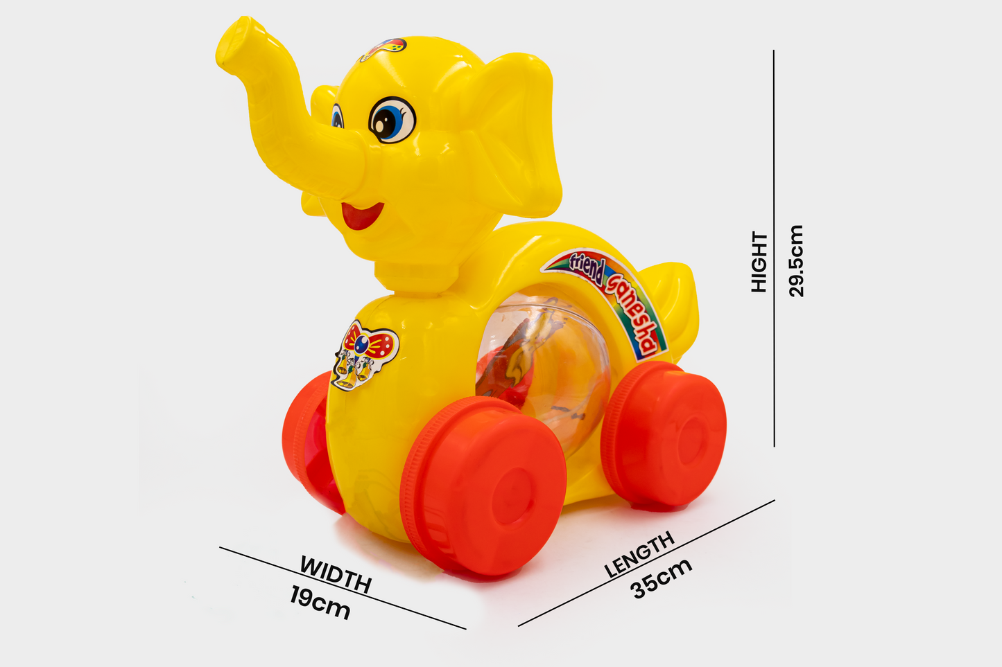 ToyBharat Elephant Ganesha is a multicolour pull-along travel toy that delights kids with its cute design and smooth movement. Perfect for fun on the go.
