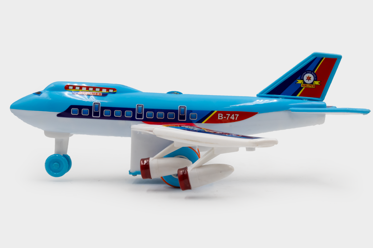 ToyBharat Air Liner Plane toy with multicolour body and friction power is a perfect baby gift. Safe, non-toxic, and durable, it offers fun indoor and outdoor play for toddlers with a realistic design.