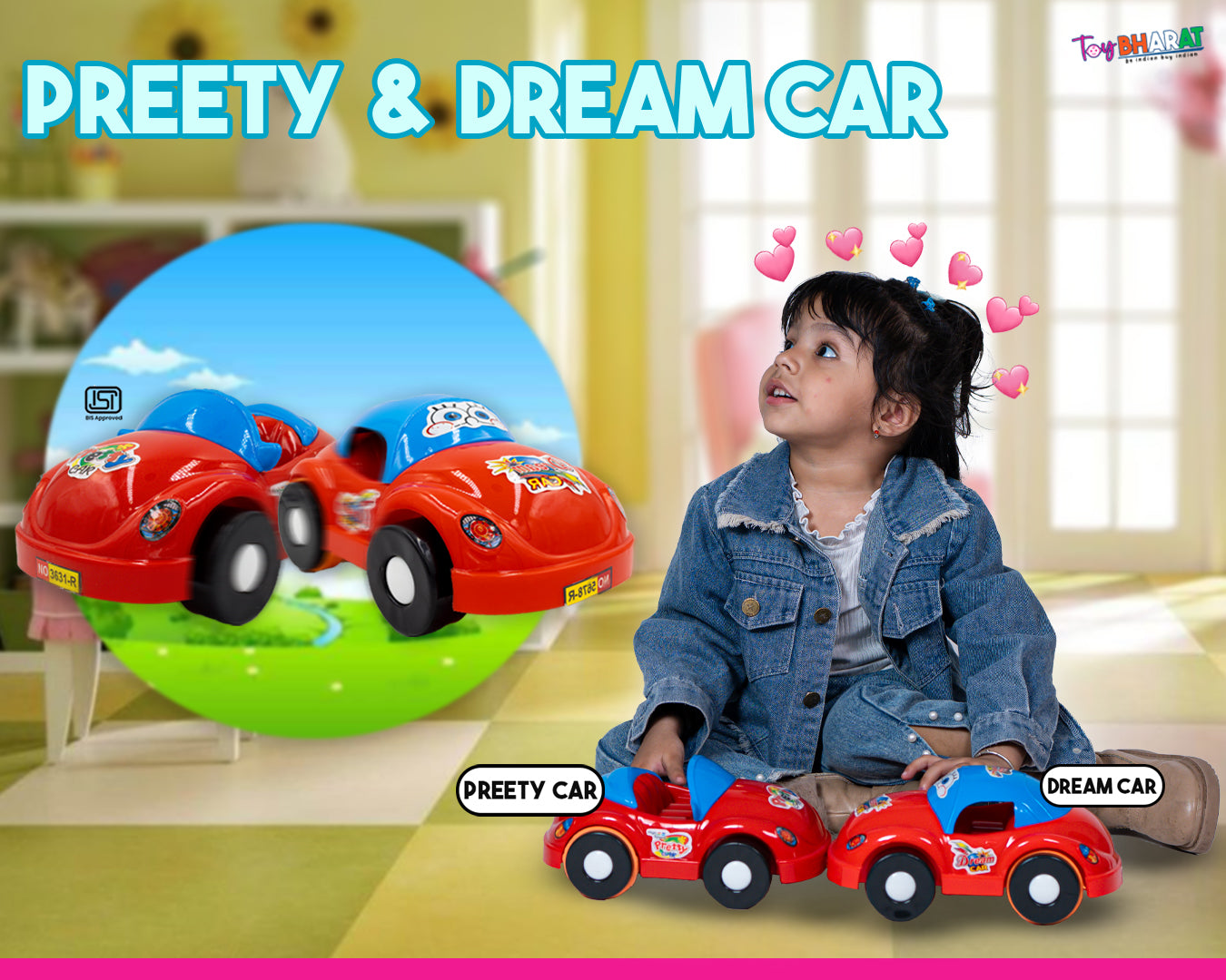 Toybharat Preety Car |Multicolour |Friction Power Toys| Birthday Gift for Boy and Girl Baby