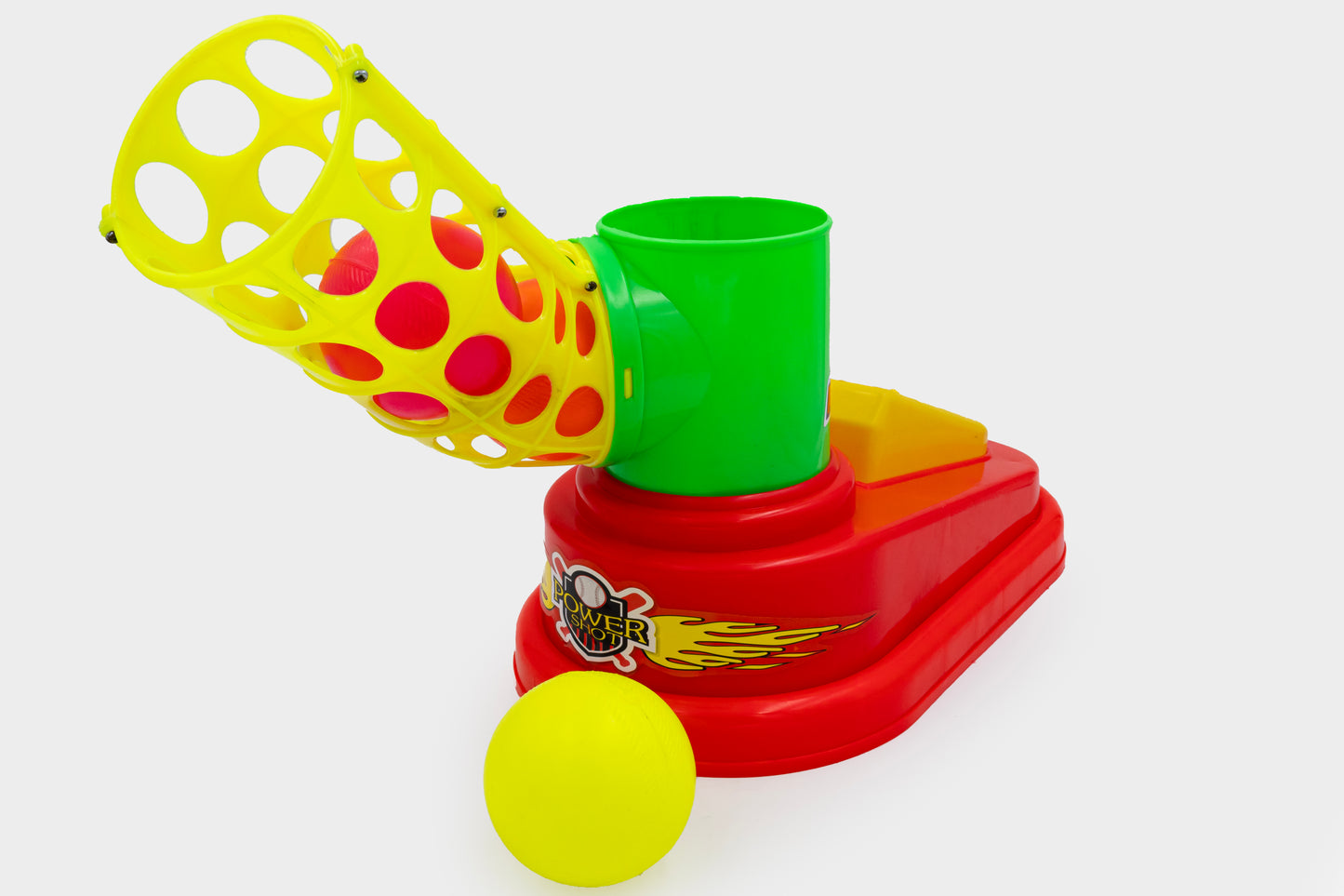 ToyBharat Power Shot Kids Automatic Ball Shooter with Bat | Plastic Pitcher Power Shot Game Bat-Ball | Multicolor (Pack of 1)