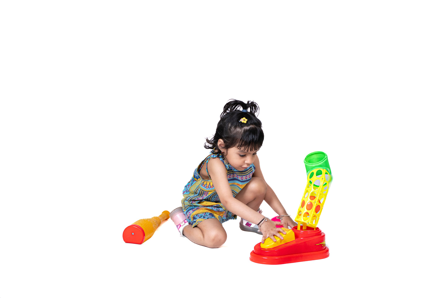 ToyBharat Power Shot Kids Automatic Ball Shooter with Bat | Plastic Pitcher Power Shot Game Bat-Ball | Multicolor (Pack of 1)