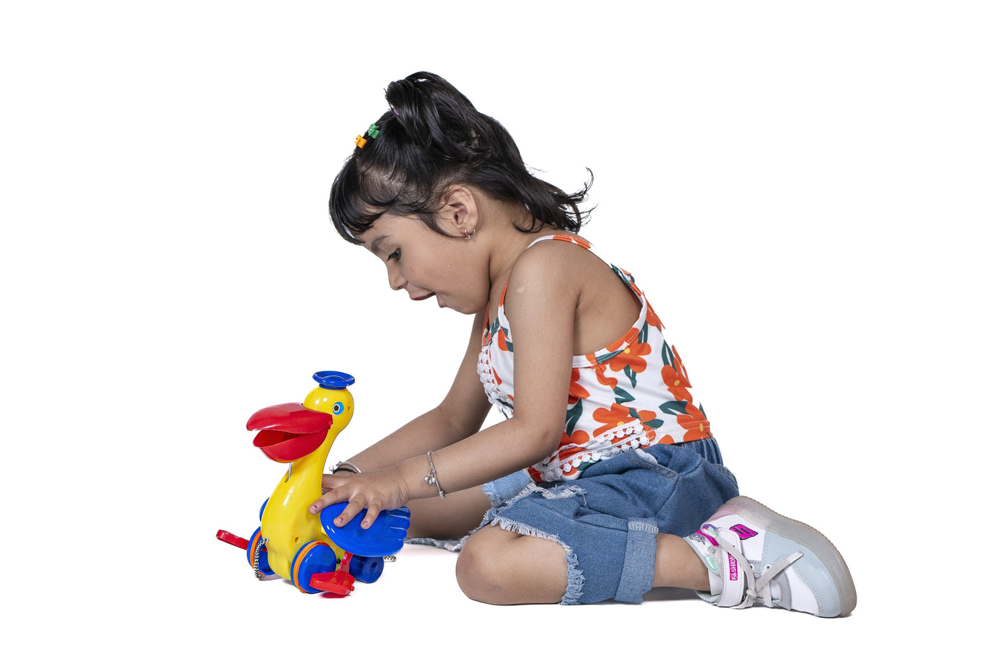 Toybharat Funny Duck | Multicolour pull-along toy that waddles and delights kids. Perfect travel toy and fun gift for playful learning and joy.