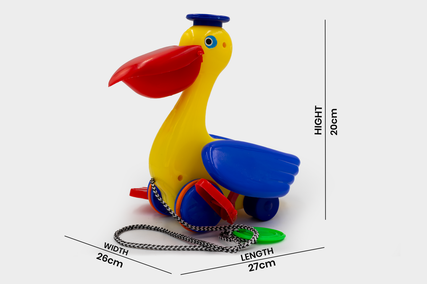 Toybharat Funny Duck | Multicolour pull-along toy that waddles and delights kids. Perfect travel toy and fun gift for playful learning and joy.