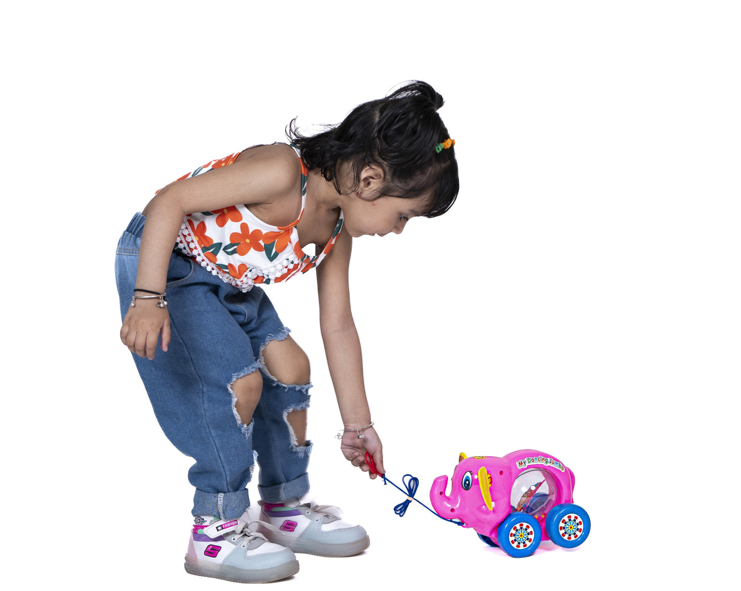 ToyBharat My Dancing Jumbo is a multicolour pull-along travel toy that dances and moves with joy. Fun, engaging, and perfect for playful little kids.