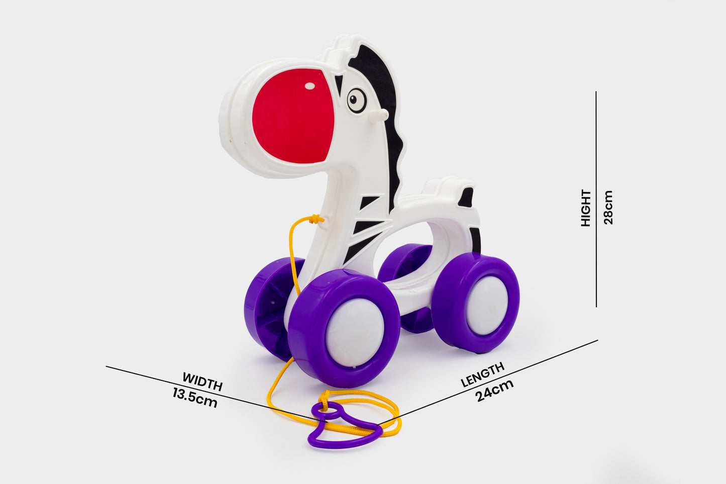 Toybharat Pulling Zebra |Multicolour | Travel Toys | Birthday Gift for Boy and Girl Baby |Pull Along Toy