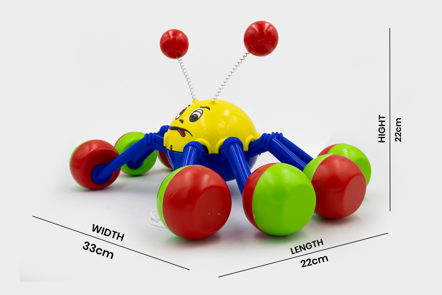 ToyBharat Pulling Octopus is a vibrant multicolour pull-along toy for toddlers aged 1-6 years. Safe, non-toxic, and engaging, it encourages walking, balance, and imaginative play indoors and outdoors.