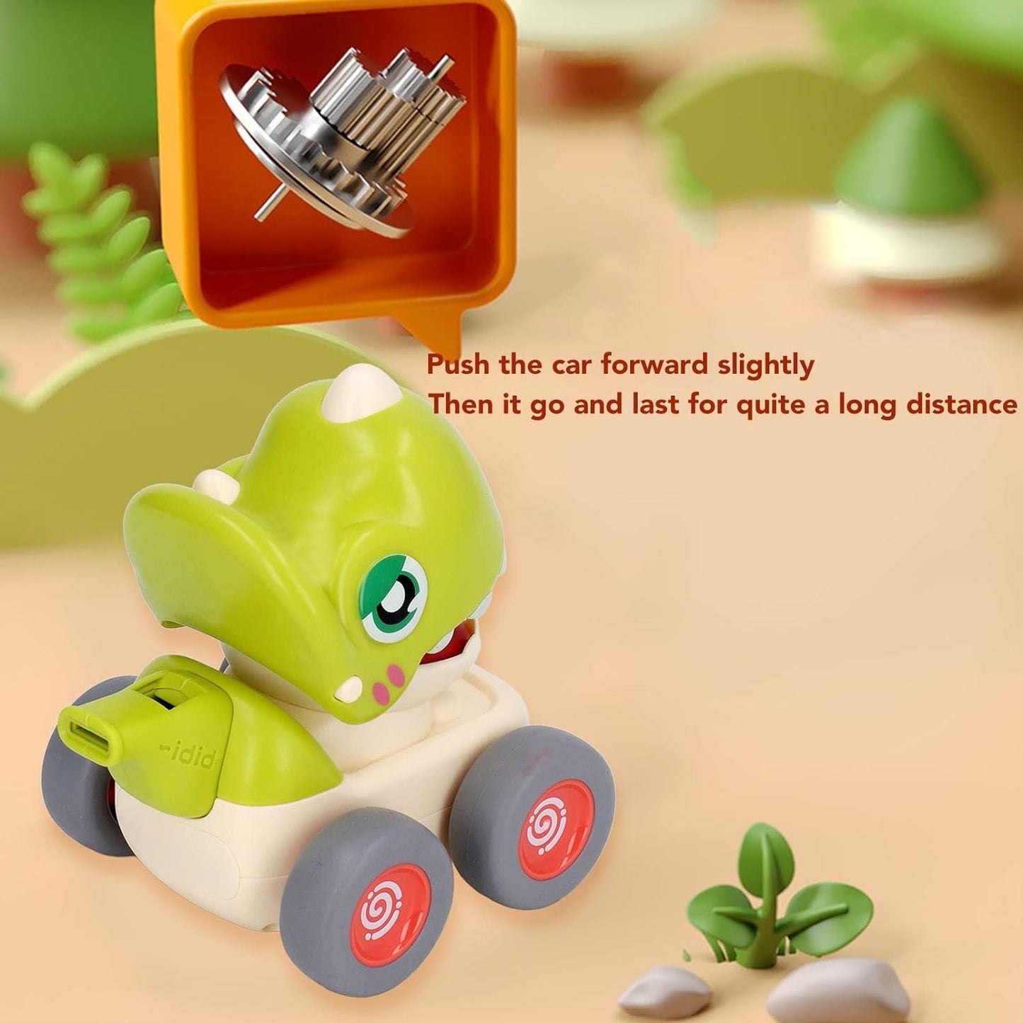 ToyBharat Push N Go Dino is a colourful travel toy that moves with a gentle push. Fun, durable, and perfect birthday gift for baby boys and girls.