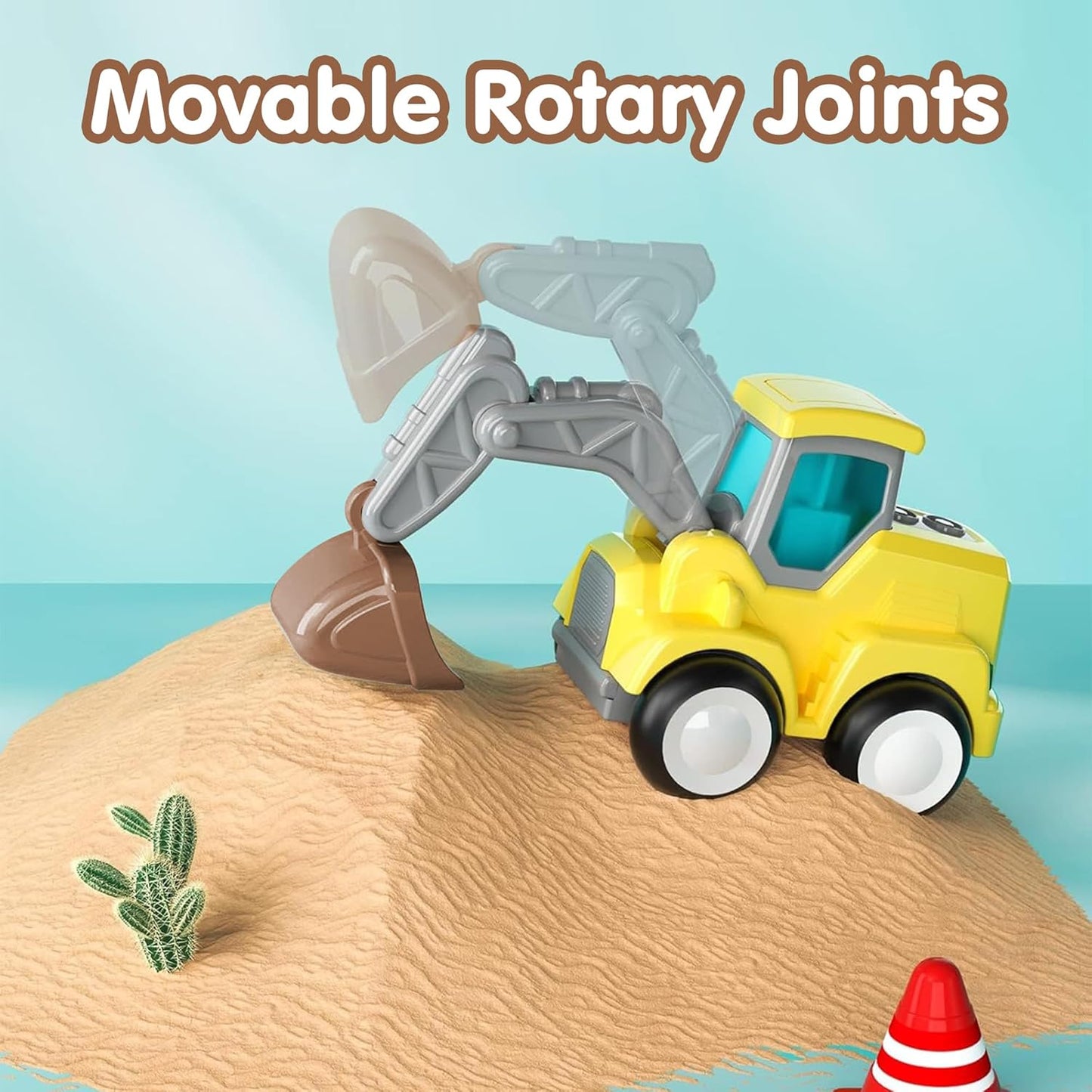 ToyBharat Pressing n go JCB Toys - for Toddlers, Press & Go Truck Toy with Flexible Joints, Fun Car Set for 1+ Year Old Boys & Girls, Birthday Gift for Kids