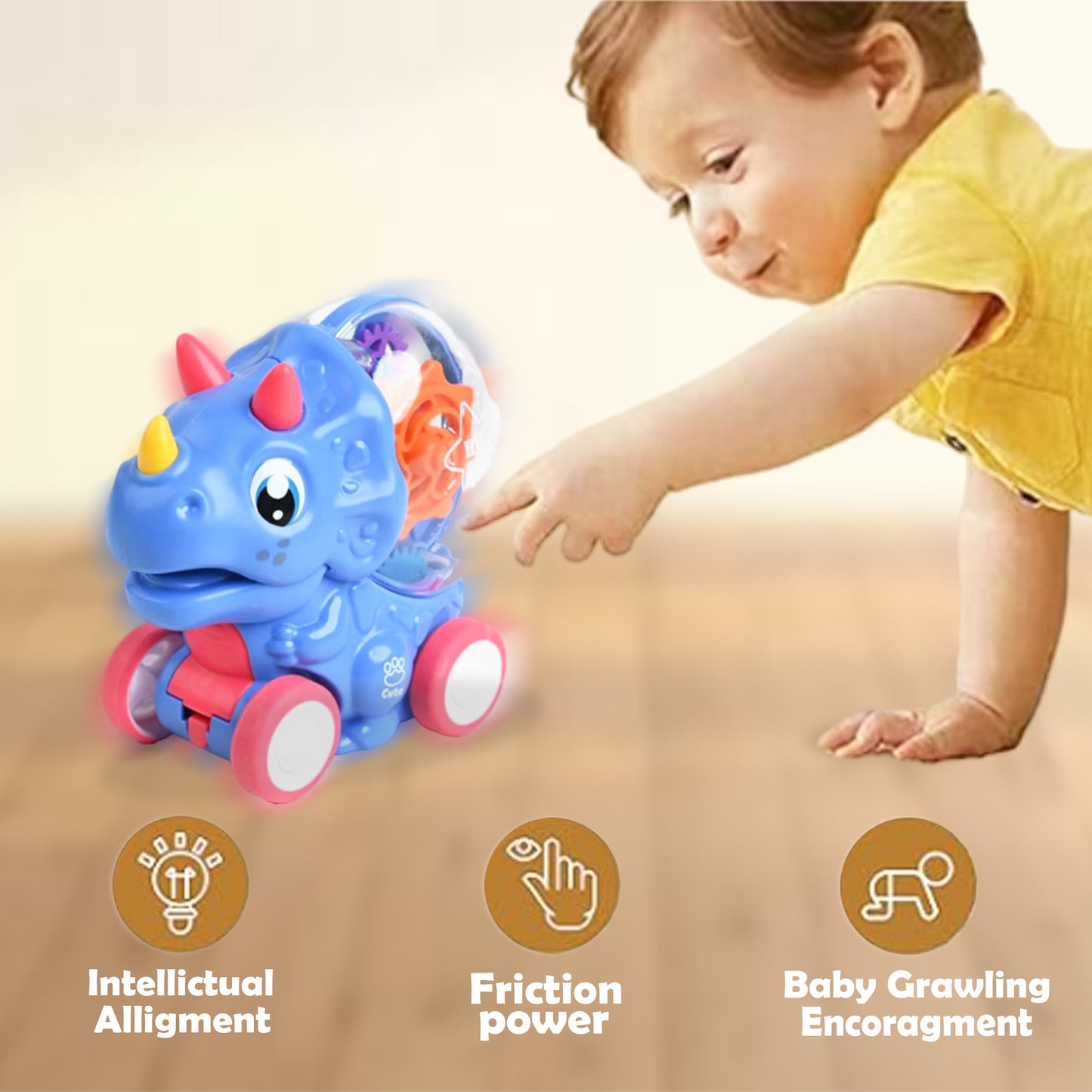 Toybharat Dinosaur Light & Gear | Multicolour | Interactive Toy | Kids Gift | Robot Toys