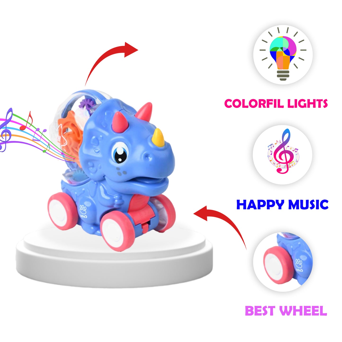 Toybharat Dinosaur Light & Gear | Multicolour | Interactive Toy | Kids Gift | Robot Toys