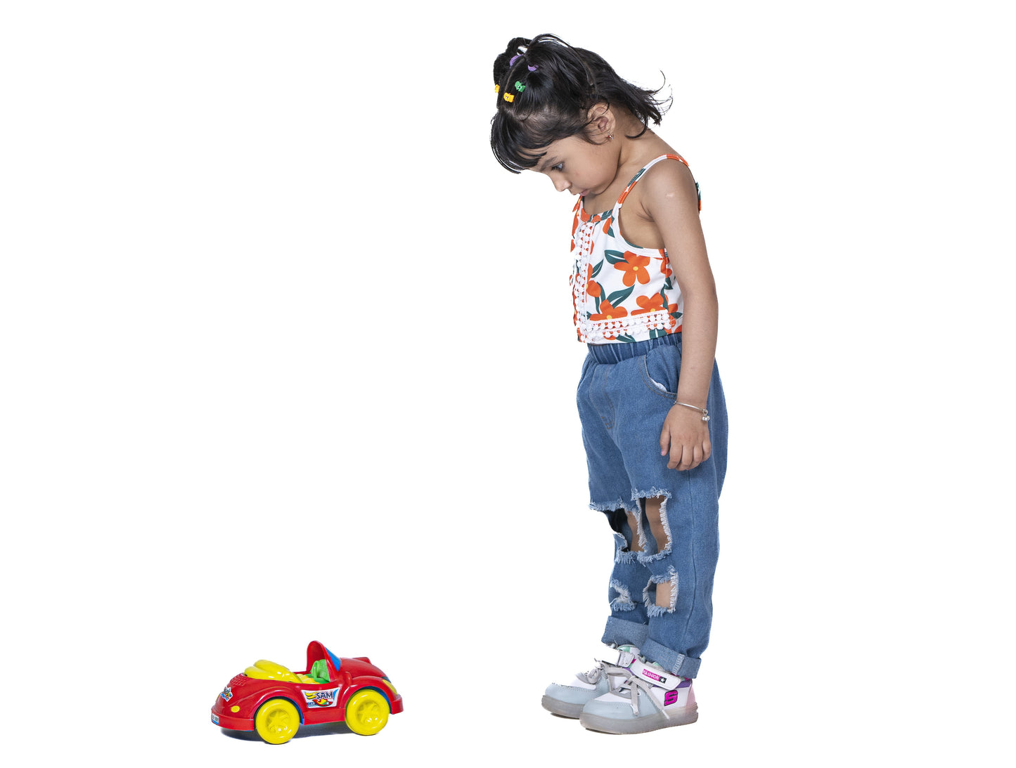 ToyBharat Push N Go Sam Car – A vibrant multicolour push toy for kids aged 1-6 years. With a realistic design, it’s a safe, non-toxic, Made in India gift perfect for birthdays and indoor-outdoor play fun.