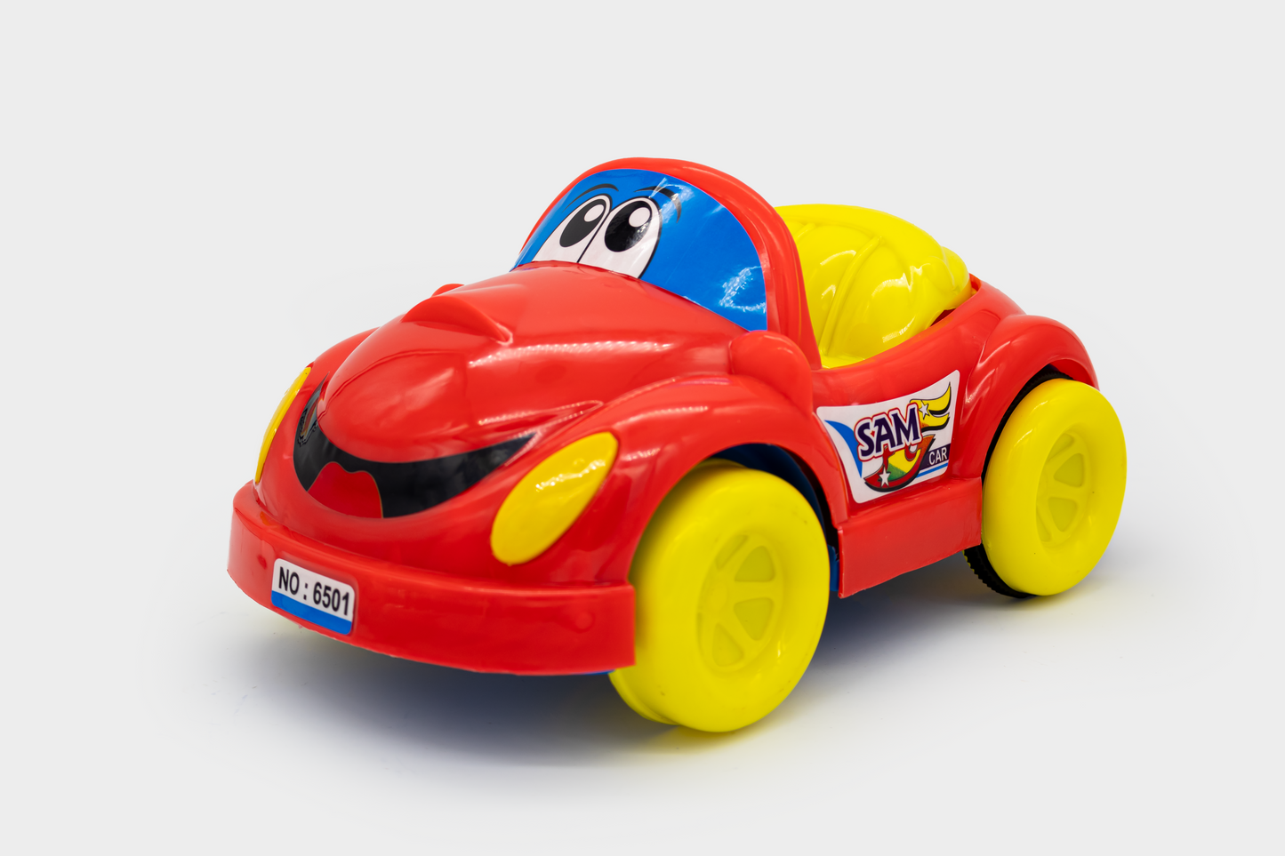 ToyBharat Push N Go Sam Car – A vibrant multicolour push toy for kids aged 1-6 years. With a realistic design, it’s a safe, non-toxic, Made in India gift perfect for birthdays and indoor-outdoor play fun.