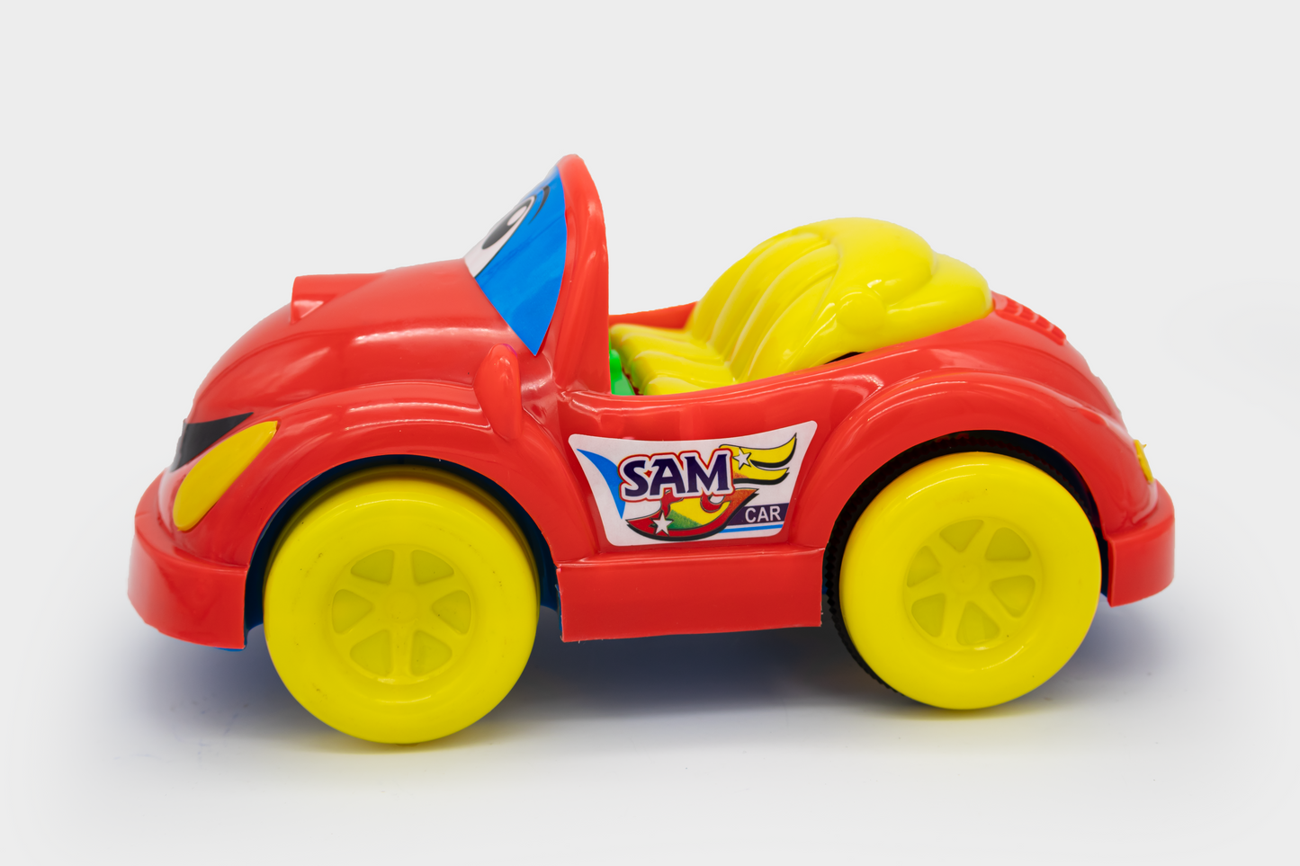 ToyBharat Push N Go Sam Car – A vibrant multicolour push toy for kids aged 1-6 years. With a realistic design, it’s a safe, non-toxic, Made in India gift perfect for birthdays and indoor-outdoor play fun.