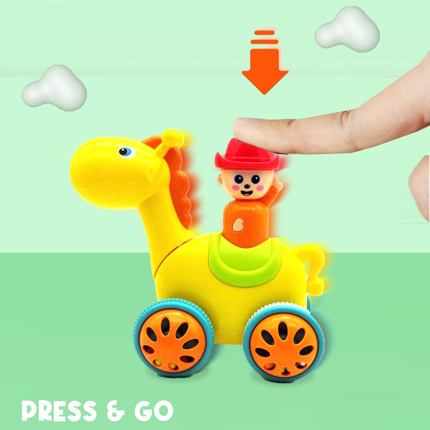 Toybharat Push N Go Small Horse | Multicolour | Travel Toys | Push N Go