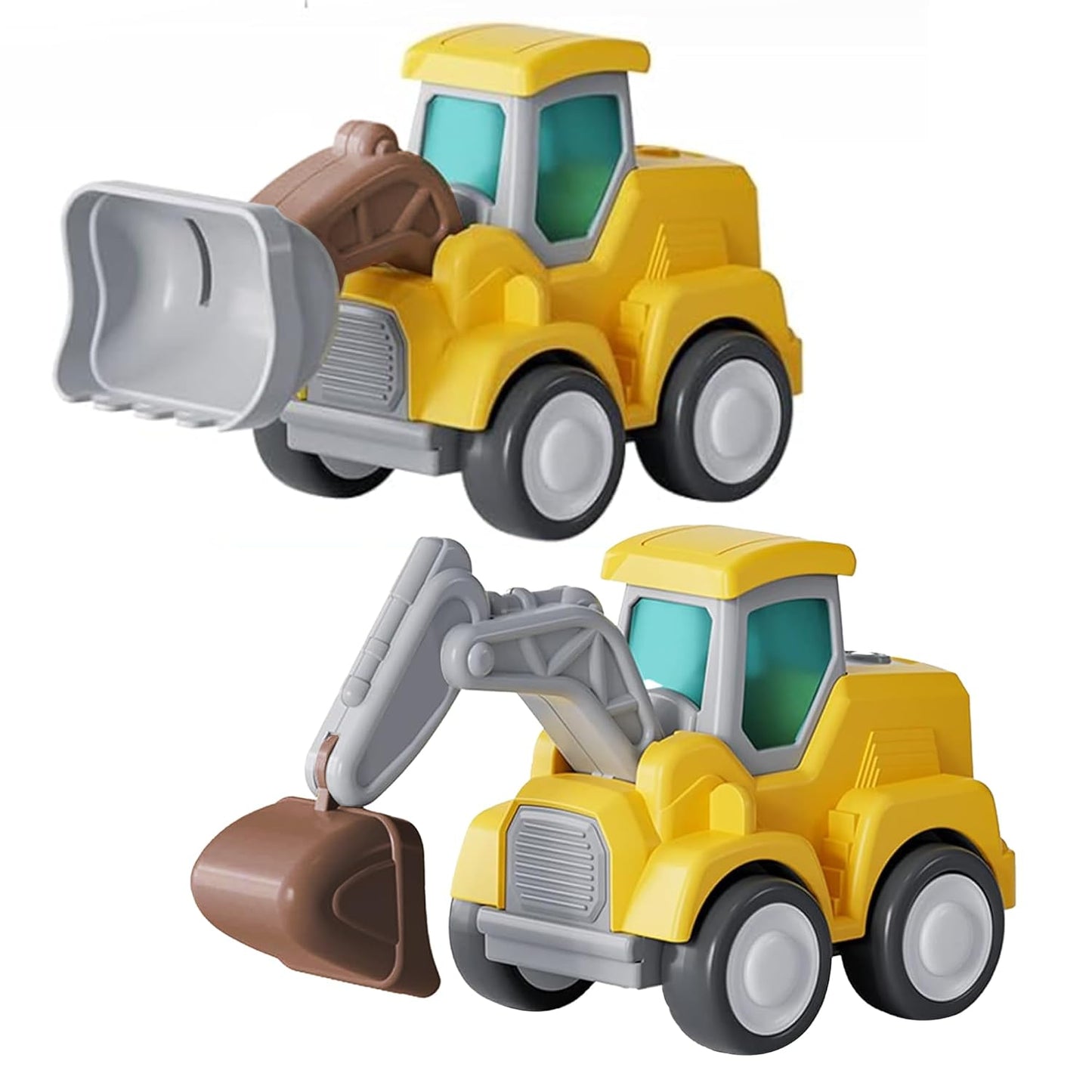 ToyBharat Pressing n go JCB Toys - for Toddlers, Press & Go Truck Toy with Flexible Joints, Fun Car Set for 1+ Year Old Boys & Girls, Birthday Gift for Kids