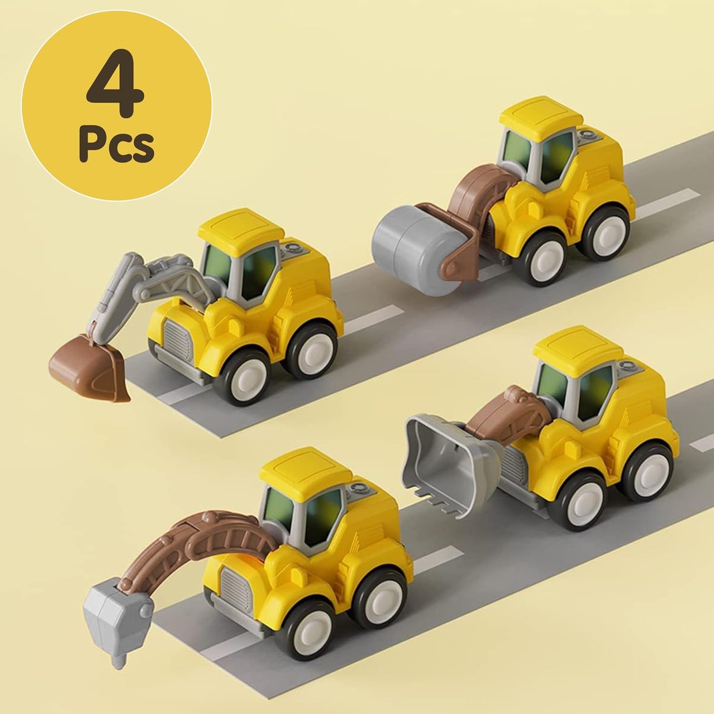 ToyBharat Pressing n go JCB Toys - for Toddlers, Press & Go Truck Toy with Flexible Joints, Fun Car Set for 1+ Year Old Boys & Girls, Birthday Gift for Kids