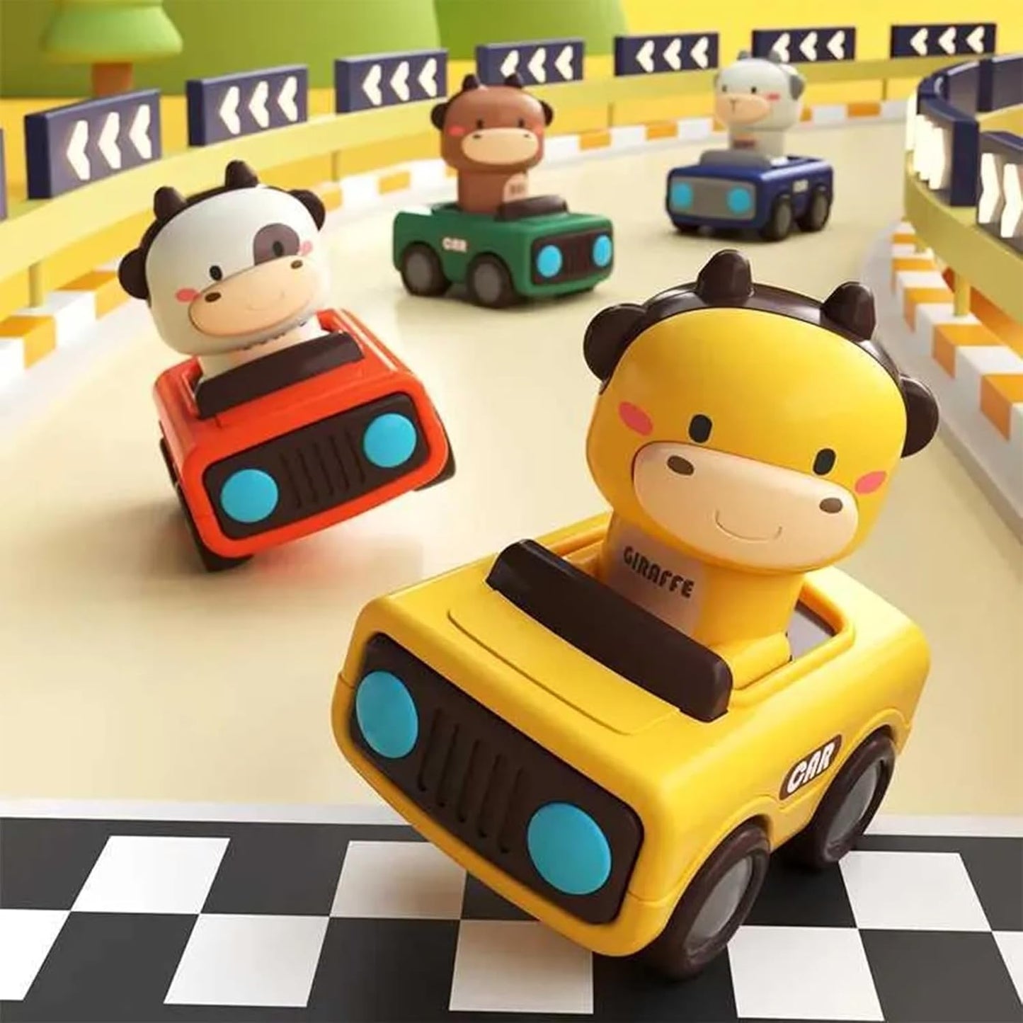 Toybharat Pressing go Animal Car 1 Pcs. | Multicolour | Push N Go Toys | Kids Gift
